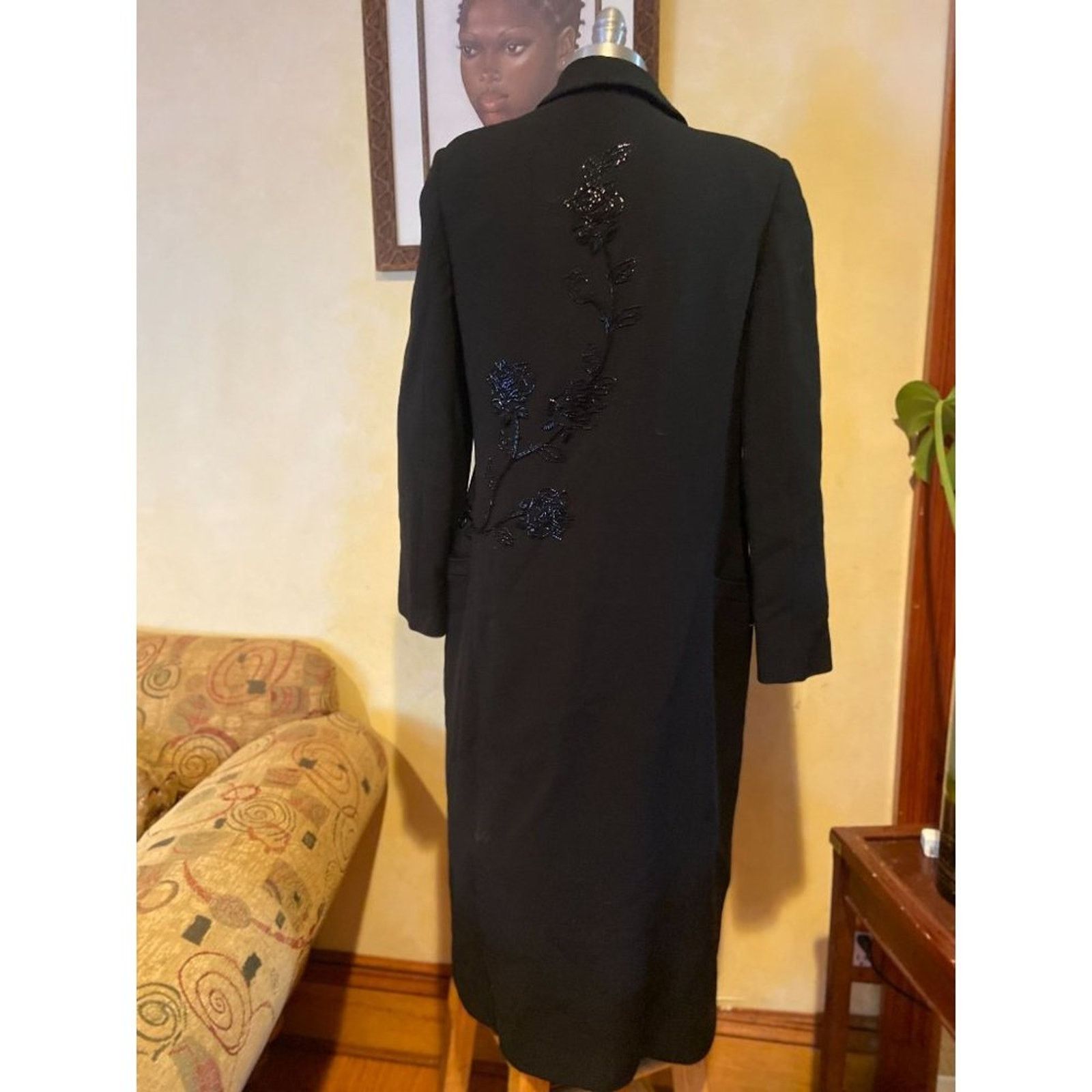 Versace Ladies 40 Italy Gianni Versace Couture Black Beaded Jacket Size L / US 10 / IT 46 - 3 Thumbnail