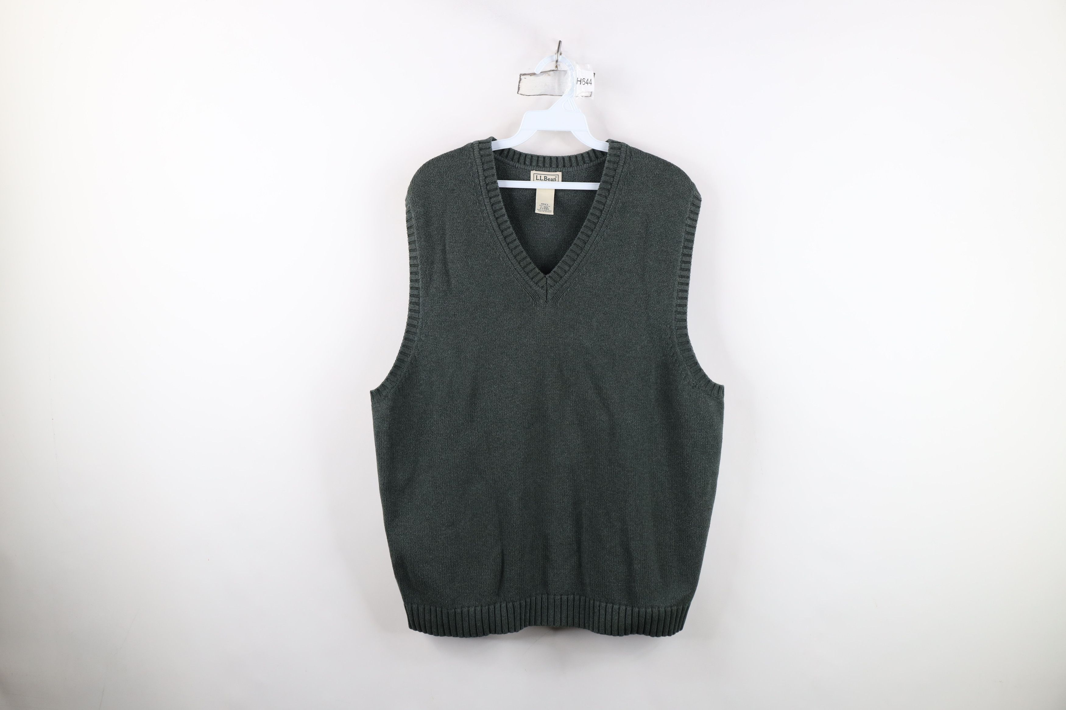 L.L. Bean Vintage 90s LL Bean Cotton Knit V-Neck Sweater Vest Green Size US L / EU 52-54 / 3 - 1 Thumbnail