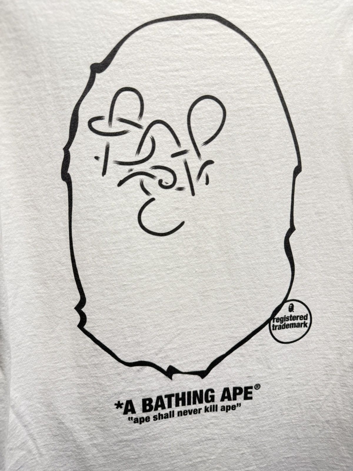 Bape Bape cursive ape logo long sleeve tee size M Size US M / EU 48-50 / 2 - 6 Thumbnail