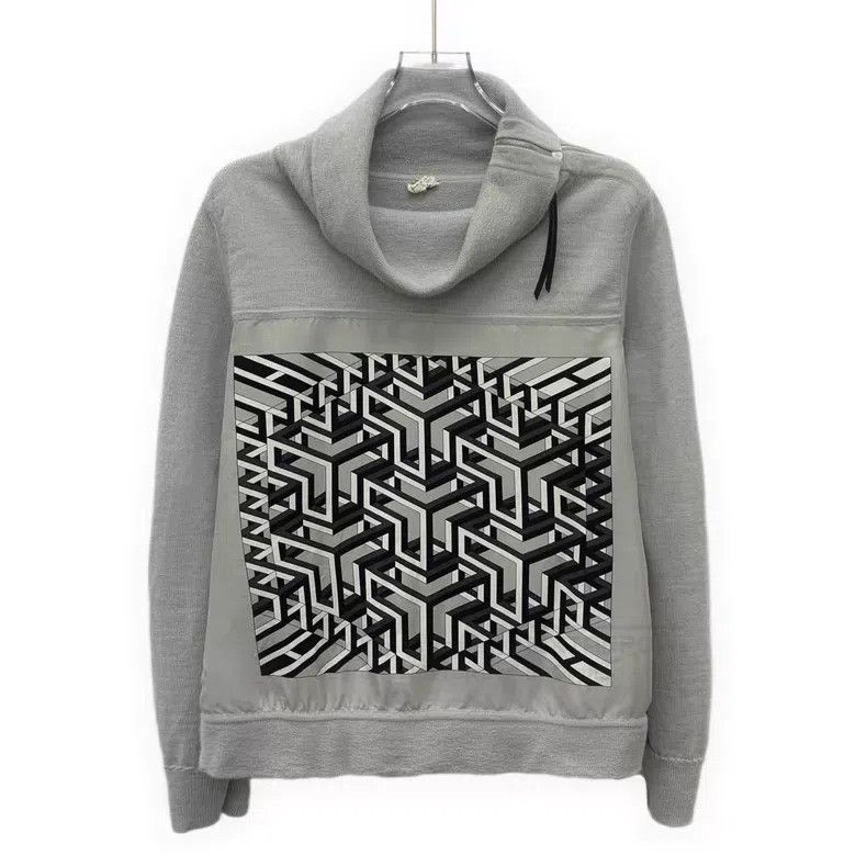 Hermes Hermes Gray silk blend pattern print alpaca wool high neck Size XS / US 0-2 / IT 36-38 - 1 Thumbnail