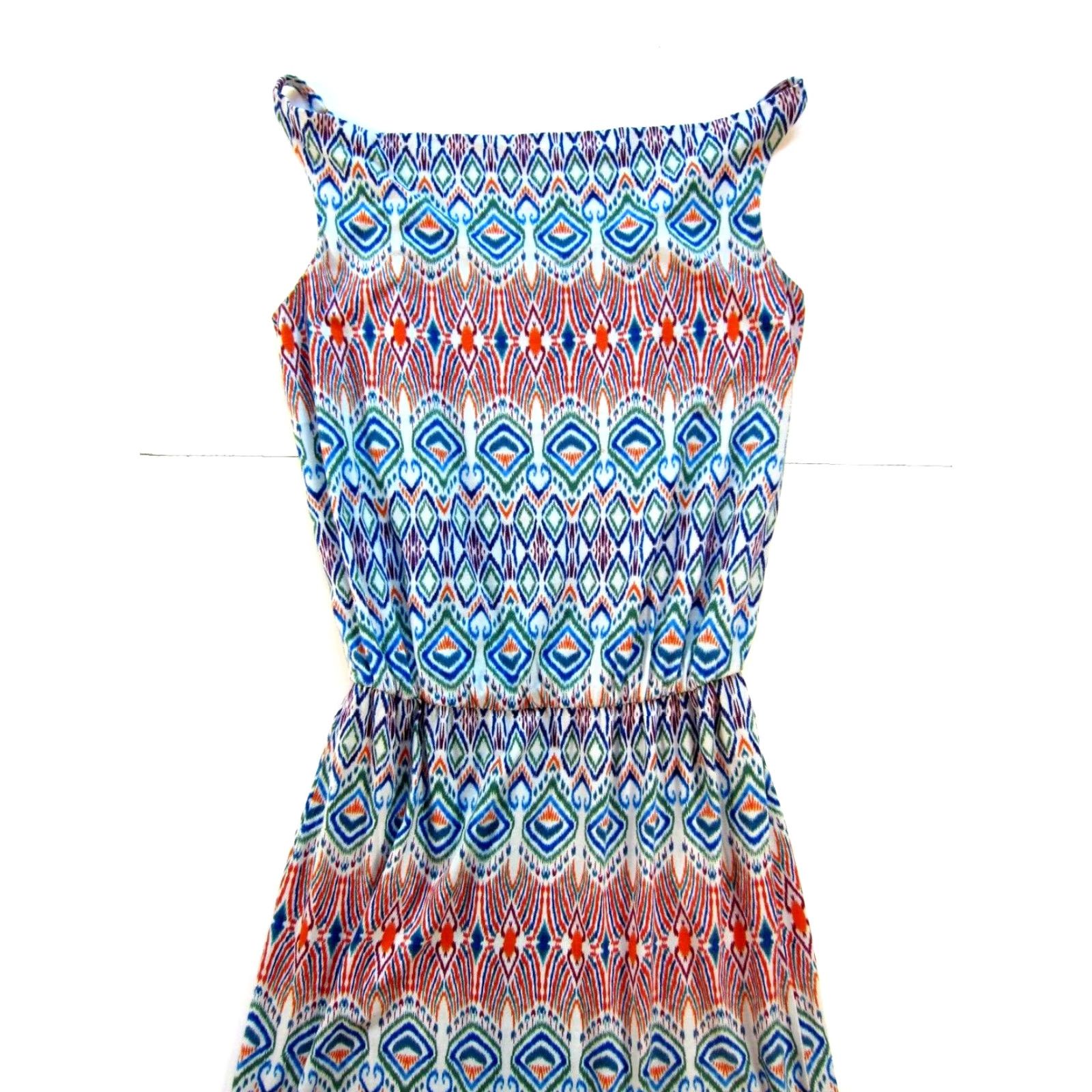 Vintage CAbi Cotton Jersey Stretch Orange Blue Green Long Maxi Slip Tank Dress XS Size XS / US 0-2 / IT 36-38 - 5 Thumbnail