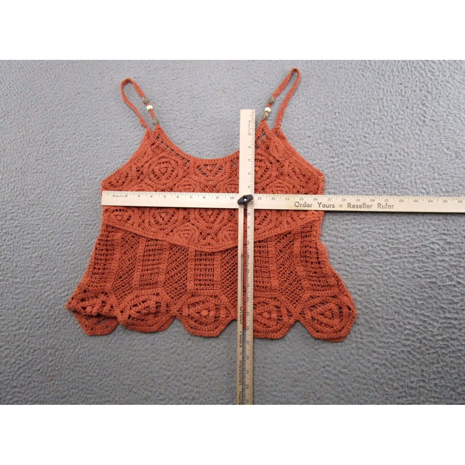 Miss Me MISS ME Tank Top Shirts Womens Orange Crochet Lace Sleeveless Crop Size M Boho Chic Size M / US 6-8 / IT 42-44 - 4 Thumbnail