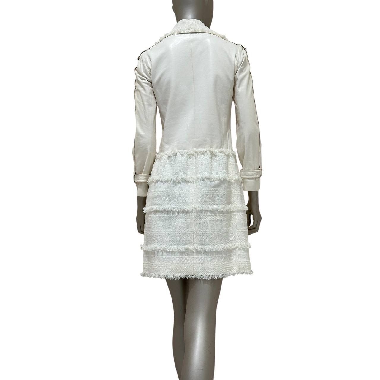 Chanel Chanel White Lamb Leather & Tweed Coat FR 36 Size XS / US 0-2 / IT 36-38 - 2 Thumbnail