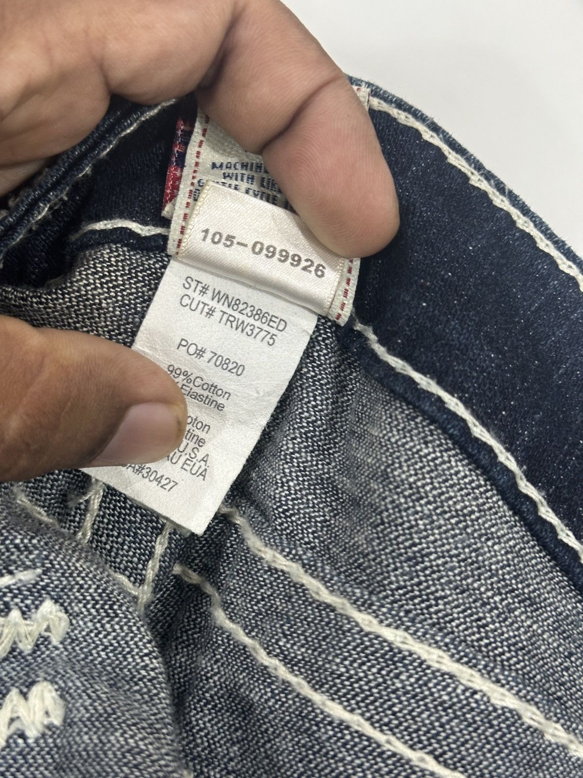 True Religion × Vintage Bootcut True Religion White Stich On Black Size US 33 - 13 Thumbnail