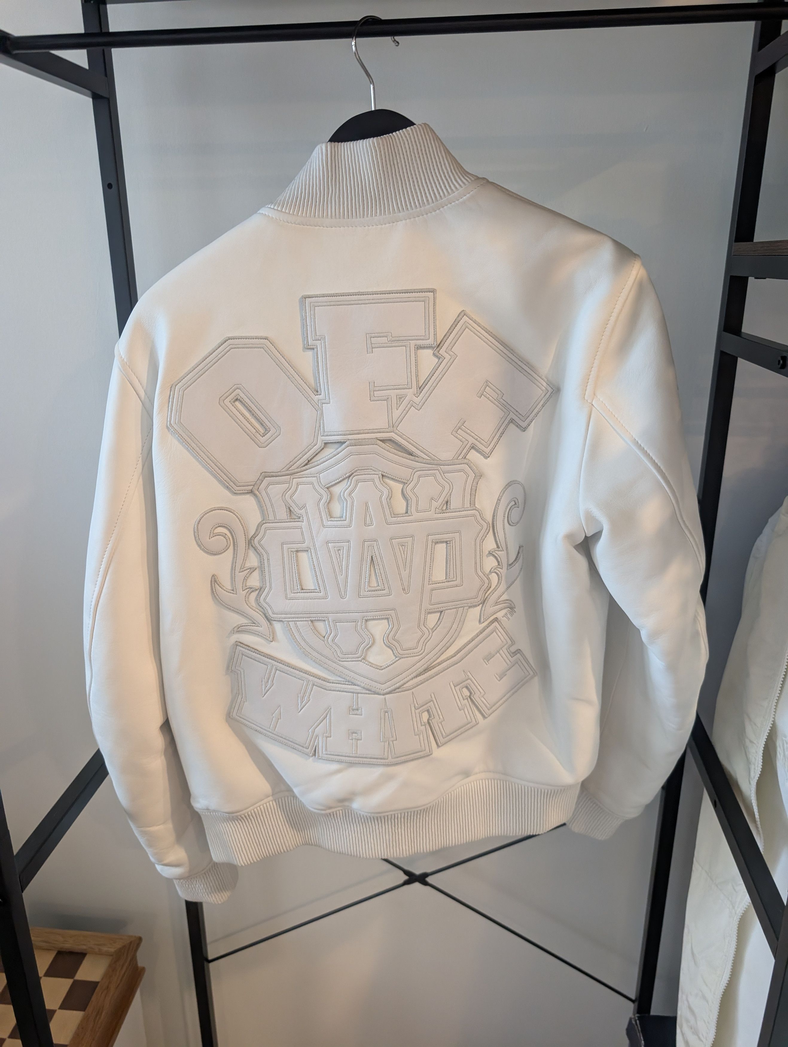 Off-White Runway/sample Off-white full leather varsity jacket Size US M / EU 48-50 / 2 - 2 Thumbnail