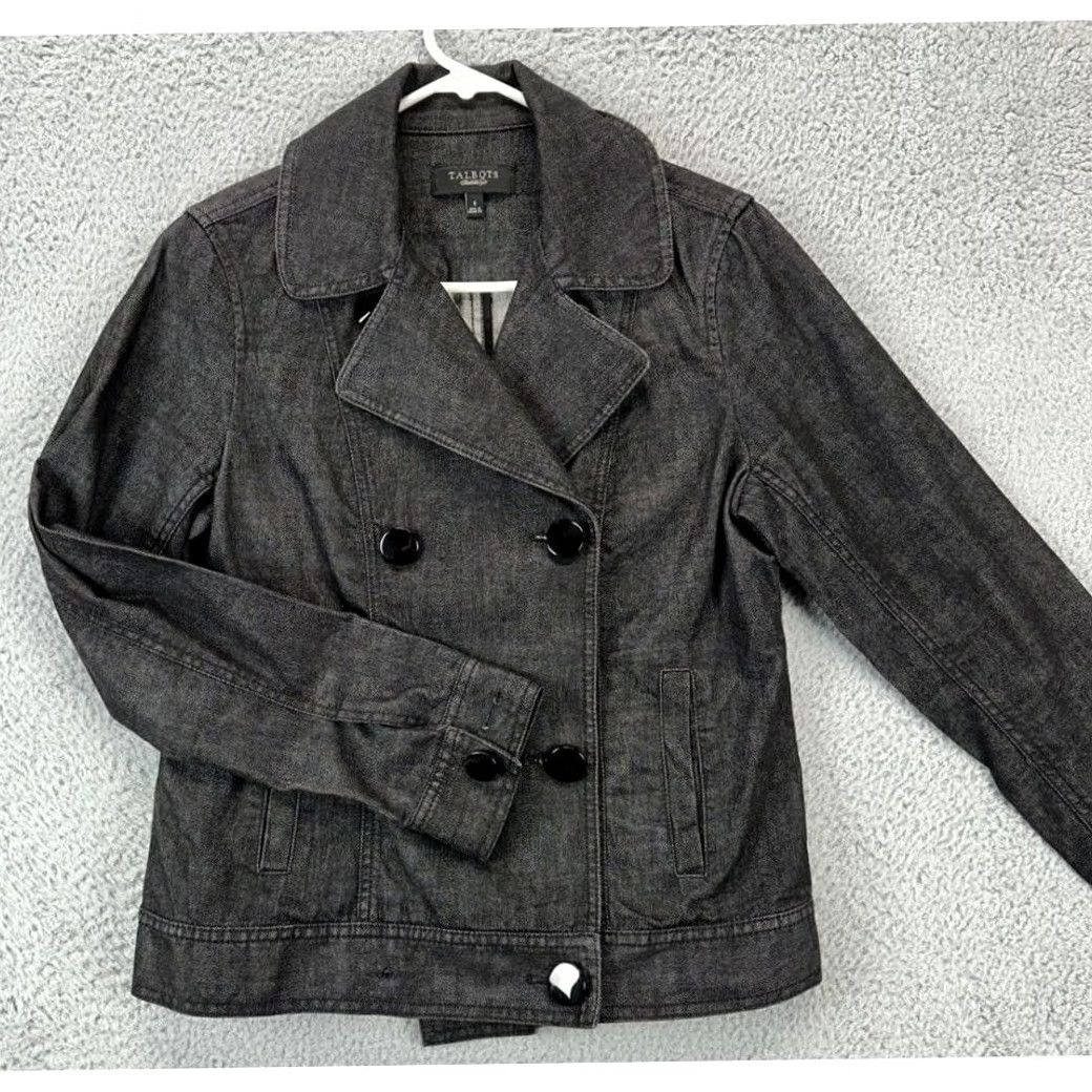 Talbots VINTAGE Talbots Blazer Women 6 Black Double Breasted Button Front Pea Coat Jacket Ladies Size M / US 6-8 / IT 42-44 - 3 Thumbnail