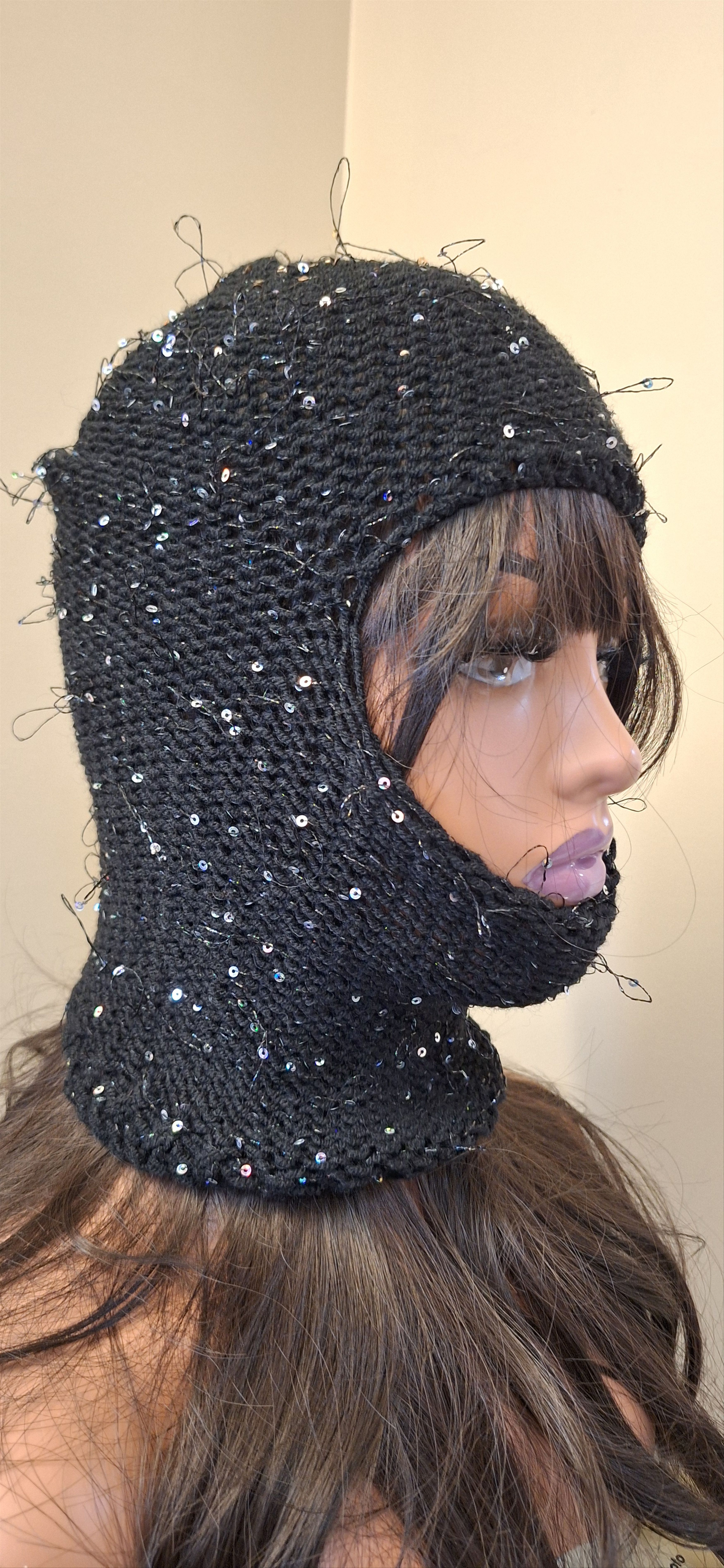 Other Silent Riot Balaclava – Black Knit Sequin Mask Size ONE SIZE - 2 Thumbnail