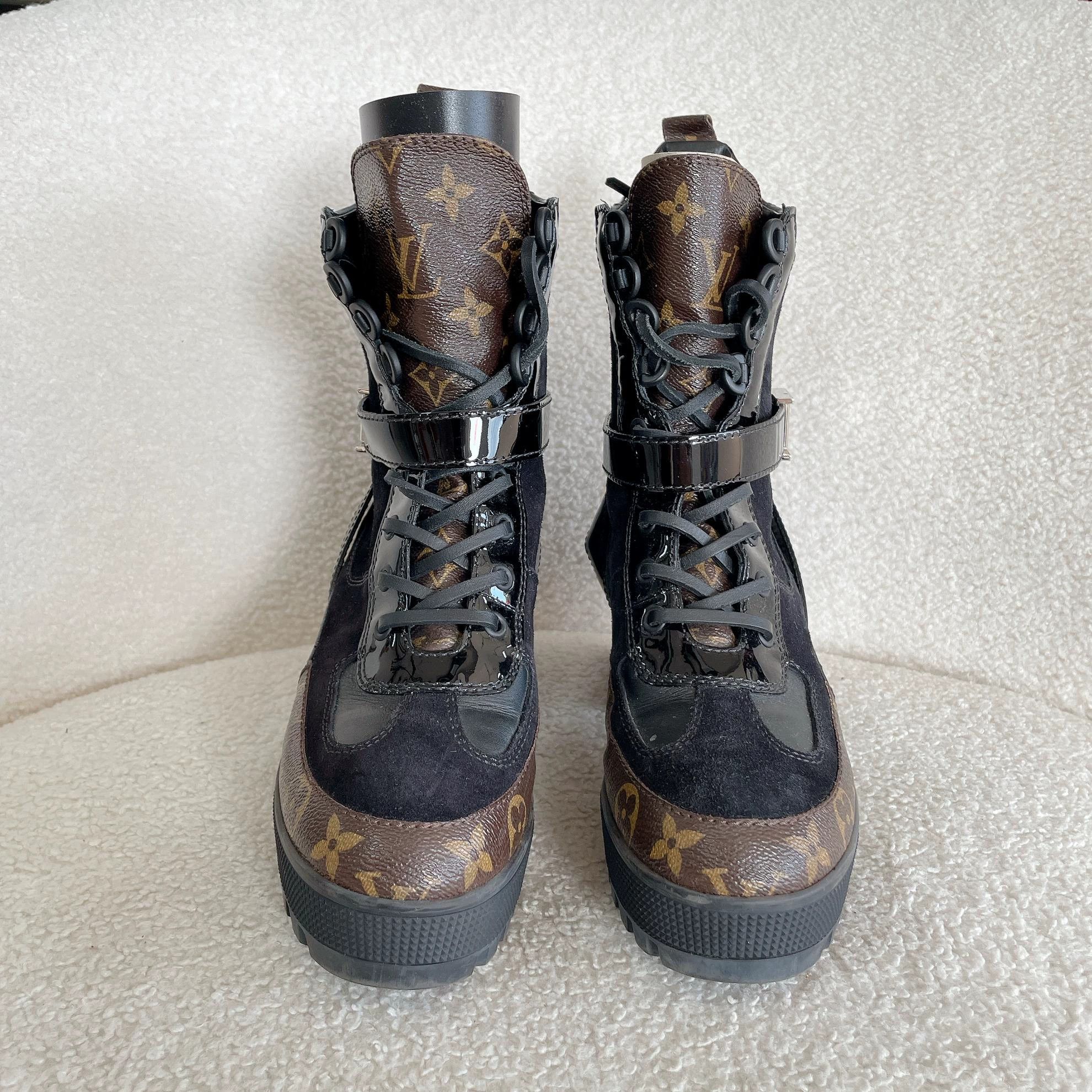 Louis Vuitton LV Monogram colorblocked suede martens boots 37.5 EU Size US 6.5 / IT 36.5 - 2 Thumbnail