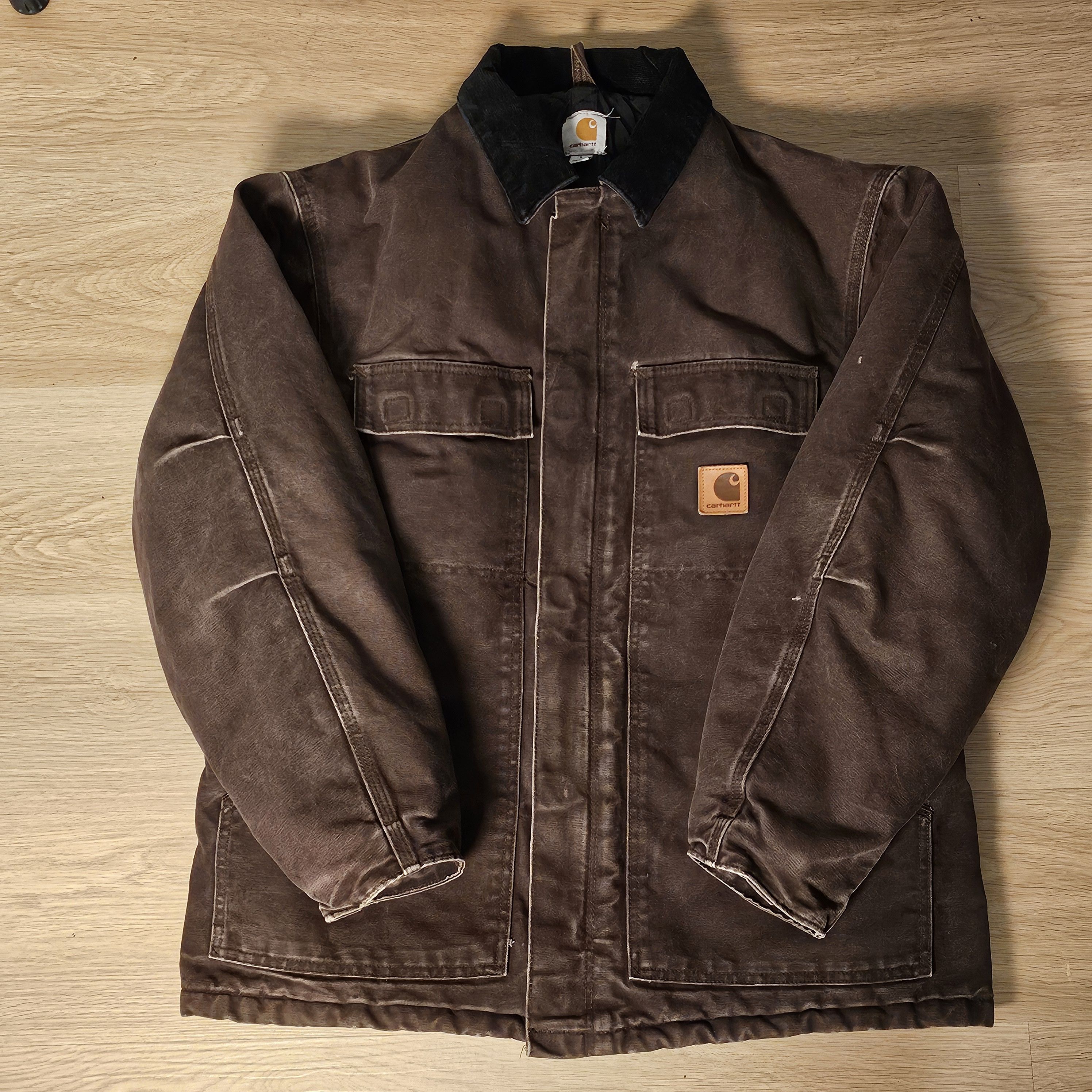 image of Carhartt Jacket Grey Brown Faded in Faded Brown/Grey, Men's (Size Large)