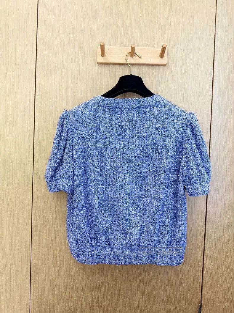 Chanel Chanel 24P new women's blue tweed lantern print short-slee Size XS / US 0-2 / IT 36-38 - 3 Thumbnail