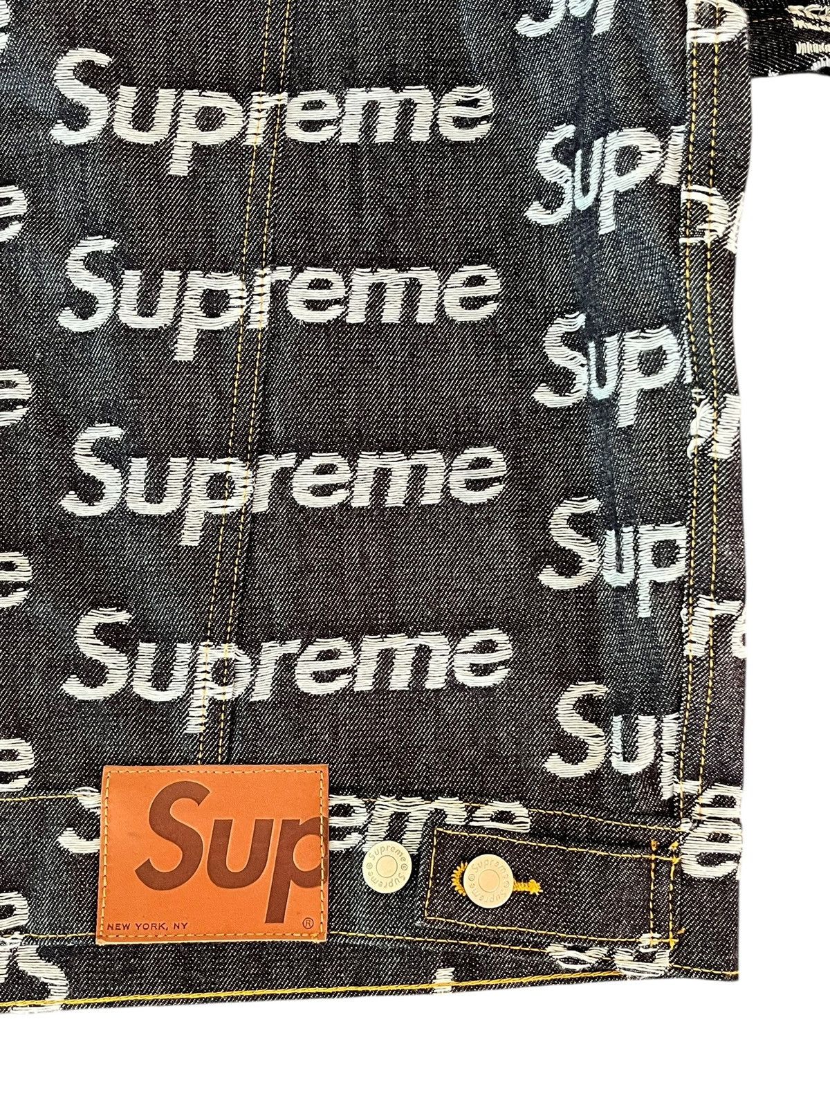 Supreme Supreme Jacquard Rigid Indigo Denim Jacket Size US XL / EU 56 / 4 - 5 Thumbnail