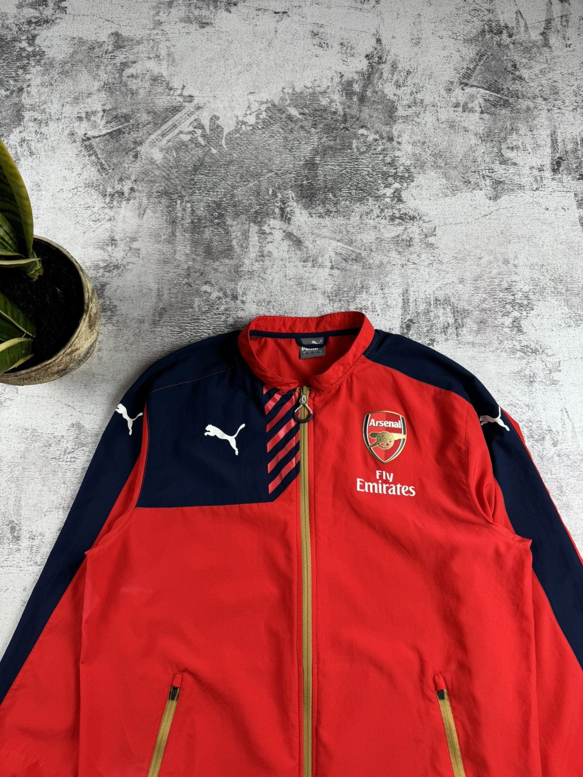 Puma Arsenal 2015/2016 Vintage Football Soccer Training Light Jacket Windbreaker Size US L / EU 52-54 / 3 - 5 Thumbnail