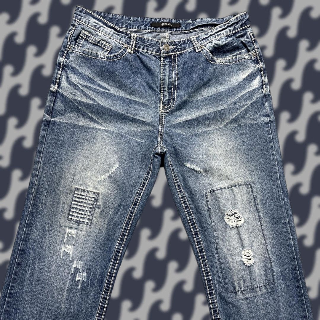 Buckle Black BucklE Black Jeans Mens 36x34 Faded Wash Patchwork Distressed Grunge Straight 5-Pocket Denim Cotton Blue Logo Button Zip Regular Size Type Mens Size US 36 / EU 52 - 1 Thumbnail