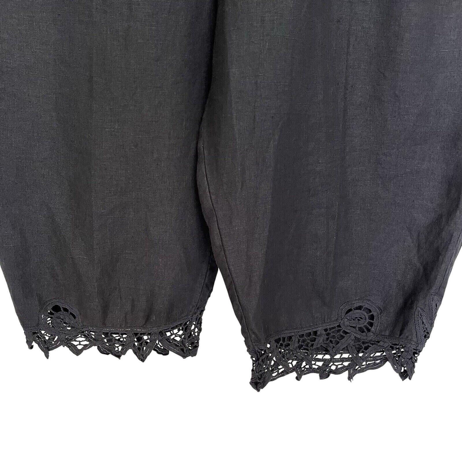 Vintage Uniform John Paul Richard | Linen Capris Lace Cut Out Trim Size 42" / US 20 - 2 Thumbnail