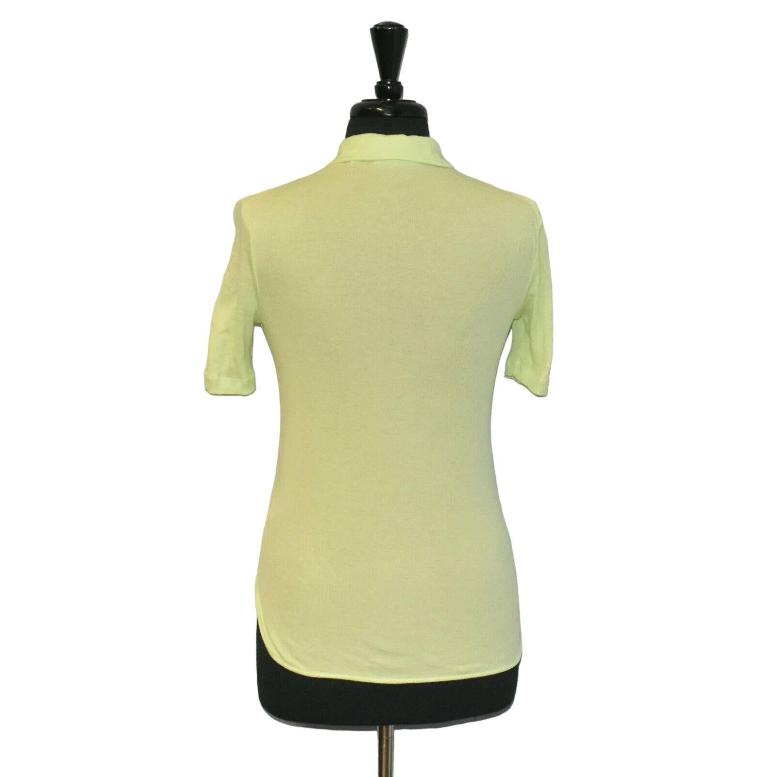 Helmut Lang A6 HELMUT LANG Cotton Ribbed Lime Green Logo Polo Shirt XS Size XS / US 0-2 / IT 36-38 - 4 Thumbnail