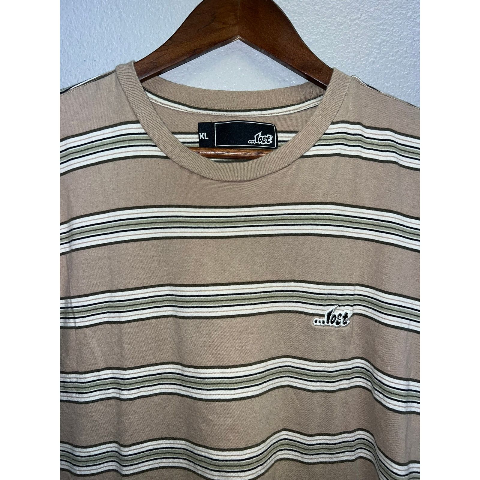 Lost Enterprises Lost Skate Shirt Striped Brown Green Skating Skateboard Tee Size US XL / EU 56 / 4 - 2 Thumbnail