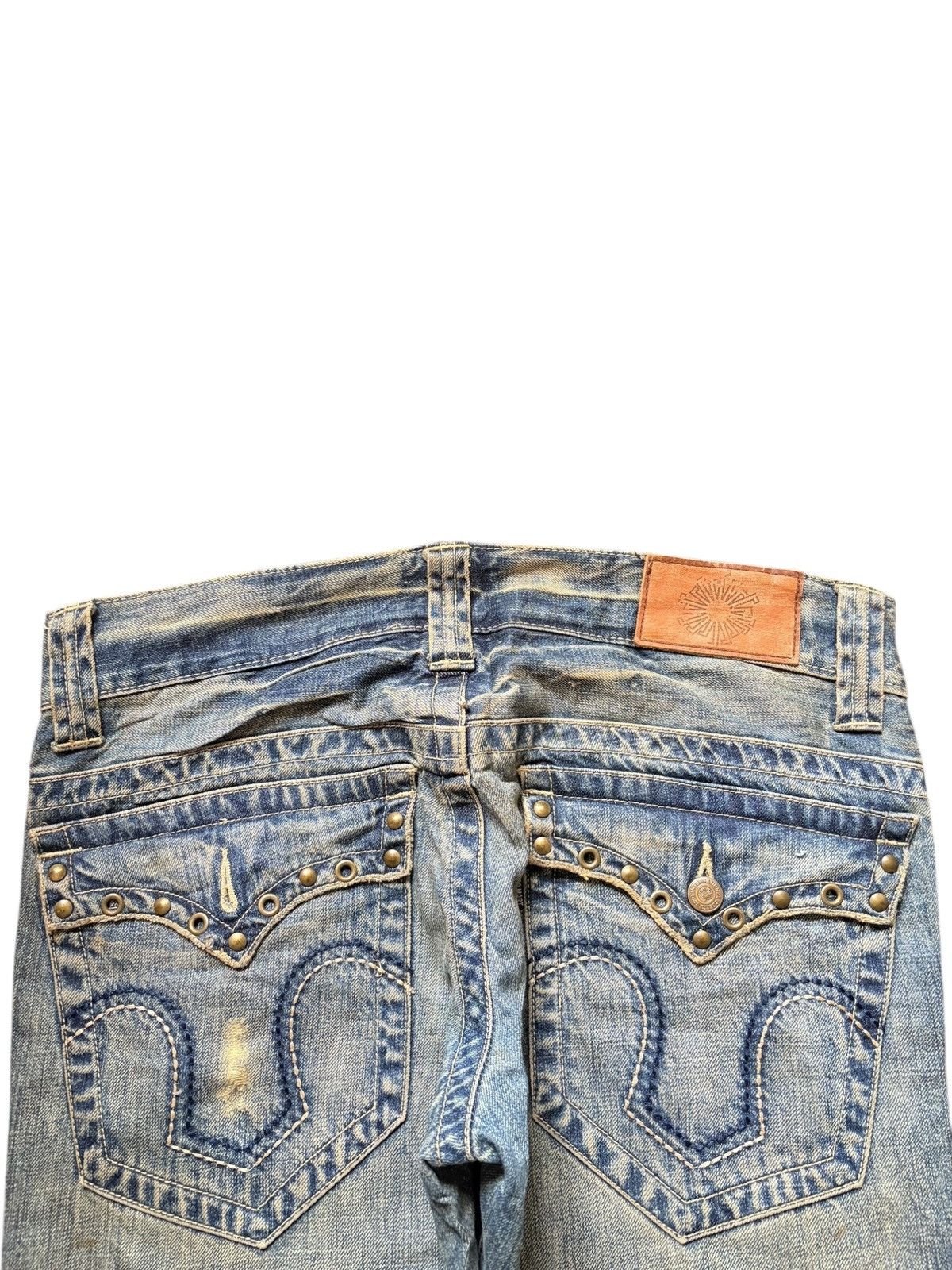 Tornado Mart Vintage Tornado Mart Distressed Low Rise Flare Jeans Size 33" - 4 Thumbnail