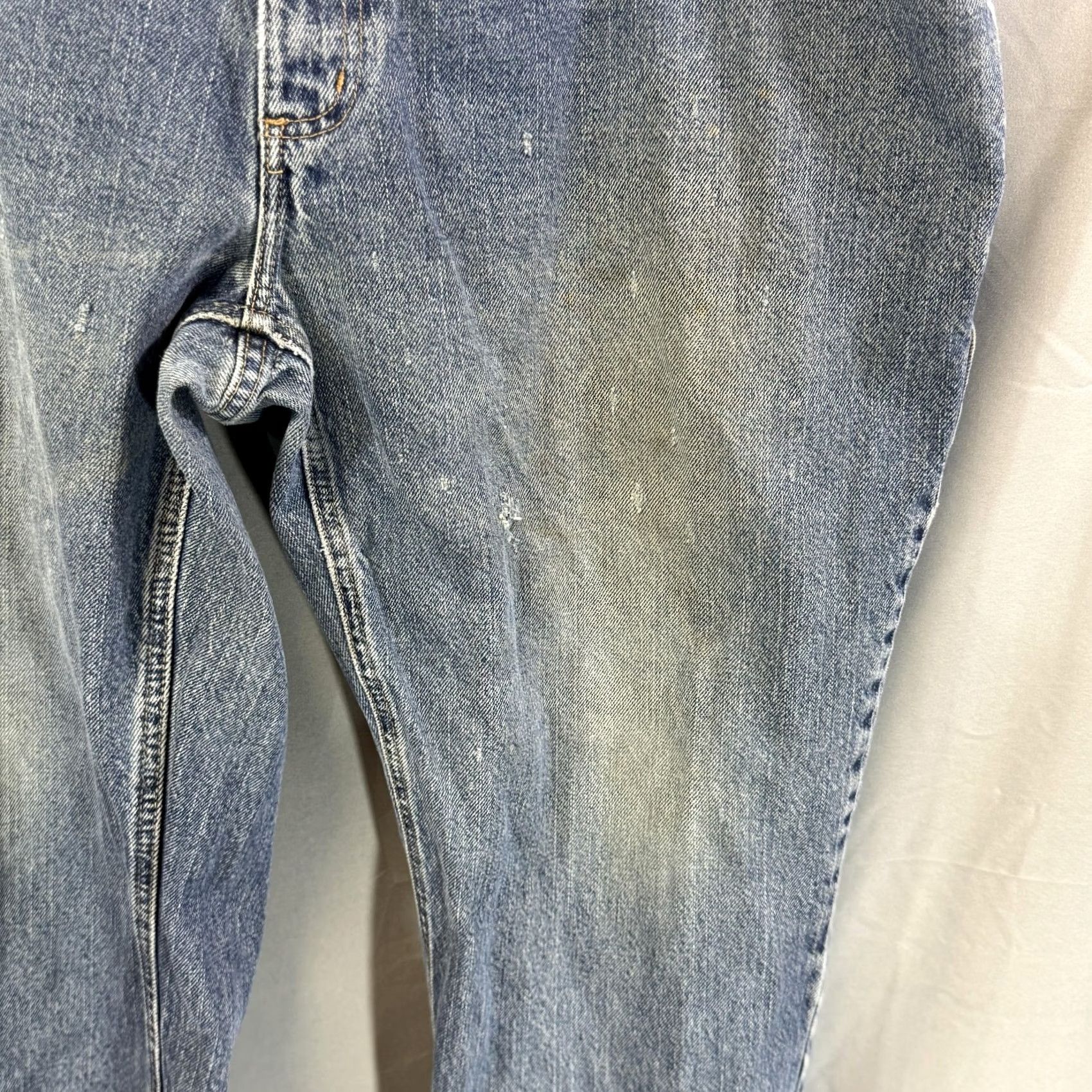 Carhartt Carhartt Jeans Mens 44x30 Blue Denim Relaxed Fit Workwear Distressed Paint Stains Pocket Zip Fly Size US 44 / EU 60 - 4 Thumbnail