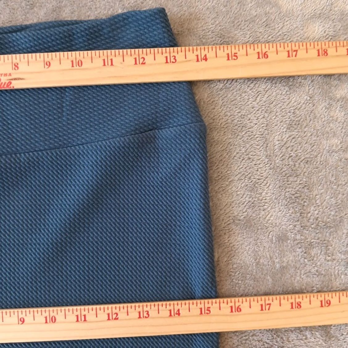 Vintage LuLaRoe Skirt XS Women Knee Length Blue Textured Knit Pull On Pencil Stretch Casual Pattern Solid Size 26" / US 2 / IT 38 - 3 Thumbnail