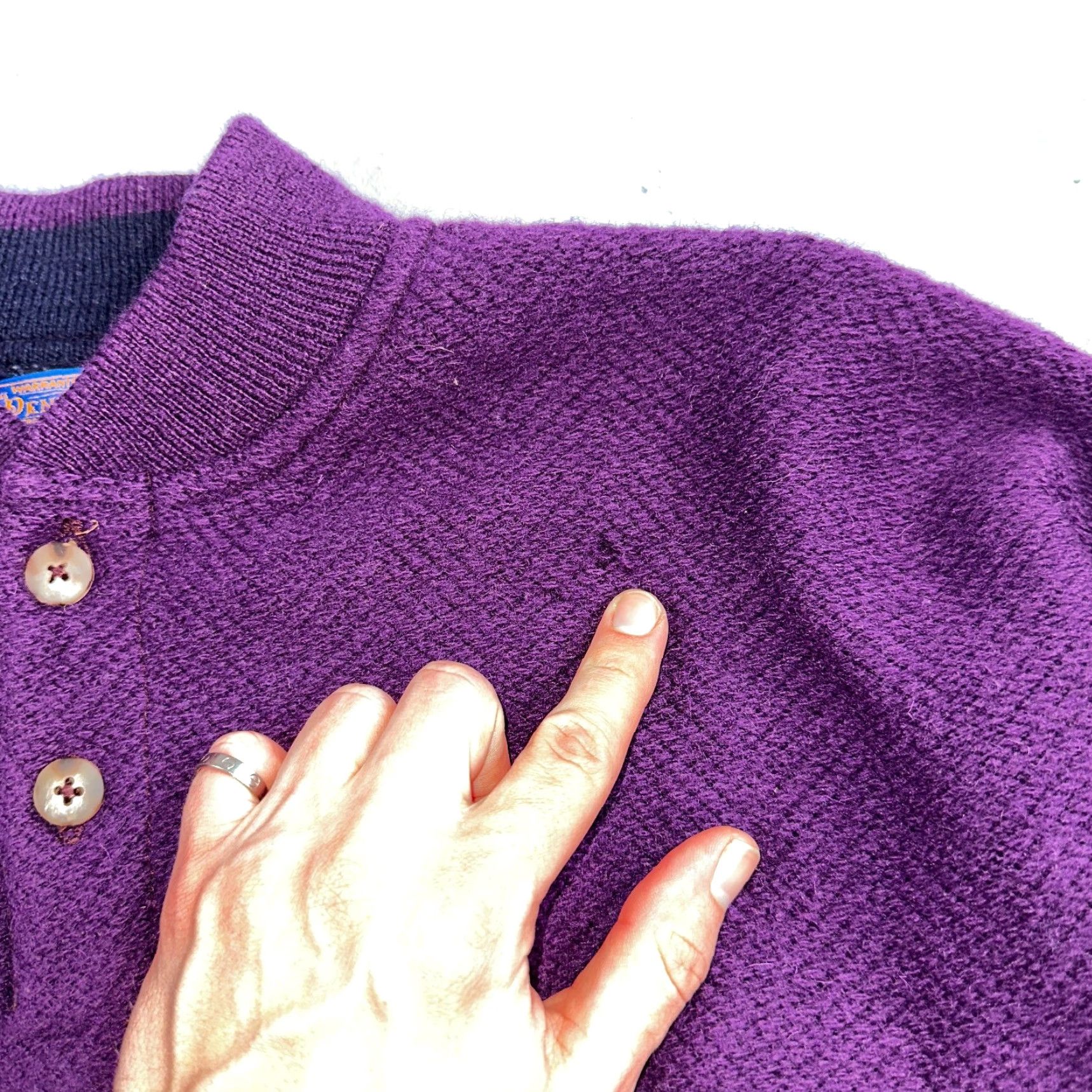 Pendleton VINTAGE Pendleton Sweater Mens XL Wool Purple 80s Henry Neck Elbow Patch Pullover Casual Size US XL / EU 56 / 4 - 3 Thumbnail