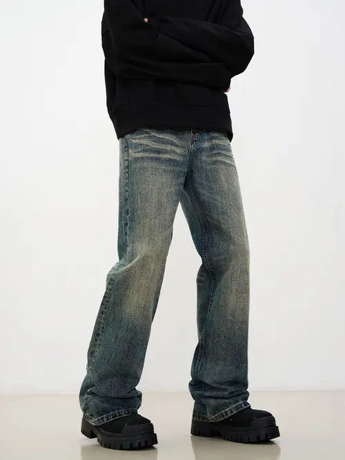 Japanese Brand × Jean Vintage washed distressed straight cleanfit flared jeans Size US 32 / EU 48 - 2 Thumbnail