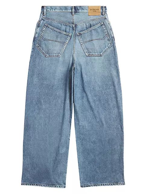 Balenciaga o1mt1gz0924 Trompe L'Œil Large Baggy Jeans in Blue Size 26" / US 2 / IT 38 - 2 Thumbnail