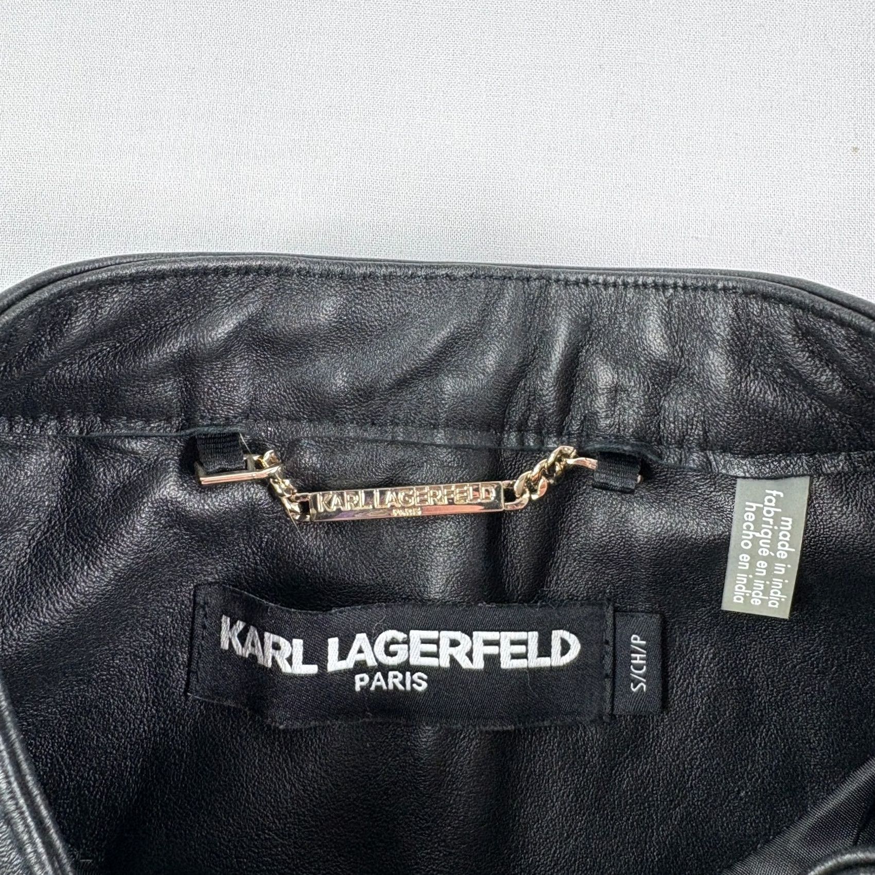 Karl Lagerfeld Karl Lagerfeld Womens Leather Jacket S Black Full Zip Biker Moto 90s Style, Zipper Accents, Mid-Length, Casual, Regular Fit, Jacket Size S / US 4 / IT 40 - 4 Thumbnail