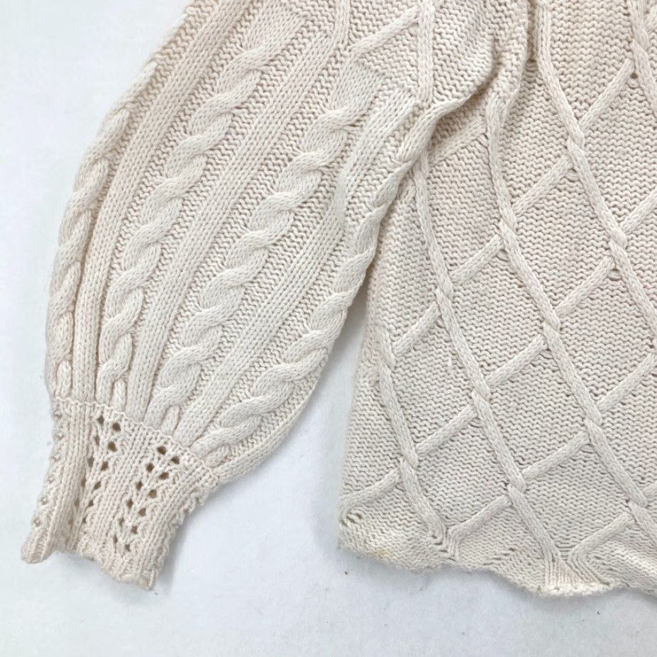 Vintage Sundance Cable Knit Sweater Women's Large Light Beige Merino Wool Nylon Blend Size L / US 10 / IT 46 - 2 Thumbnail