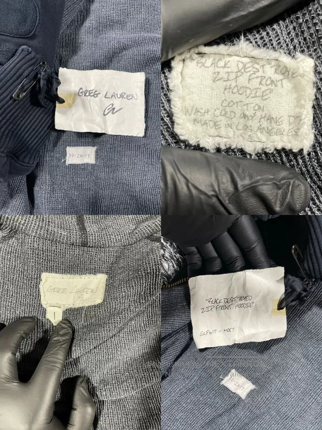Greg Lauren greg lauren black destroyed zip front hoodie. Size US S / EU 44-46 / 1 - 8 Thumbnail