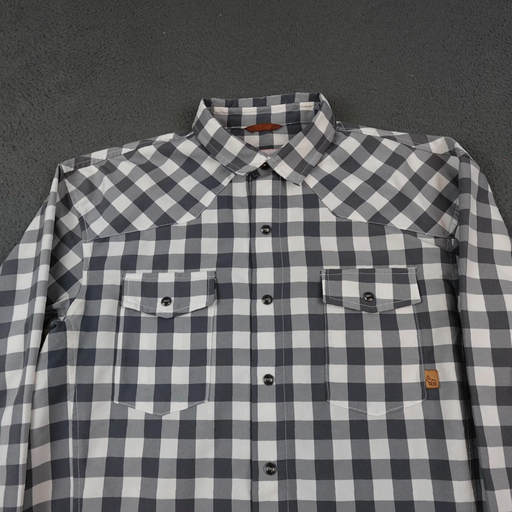Vintage Western Rise Shirt Mens Medium Gray Check Long Sleeve Button-Up Size US M / EU 48-50 / 2 - 4 Thumbnail