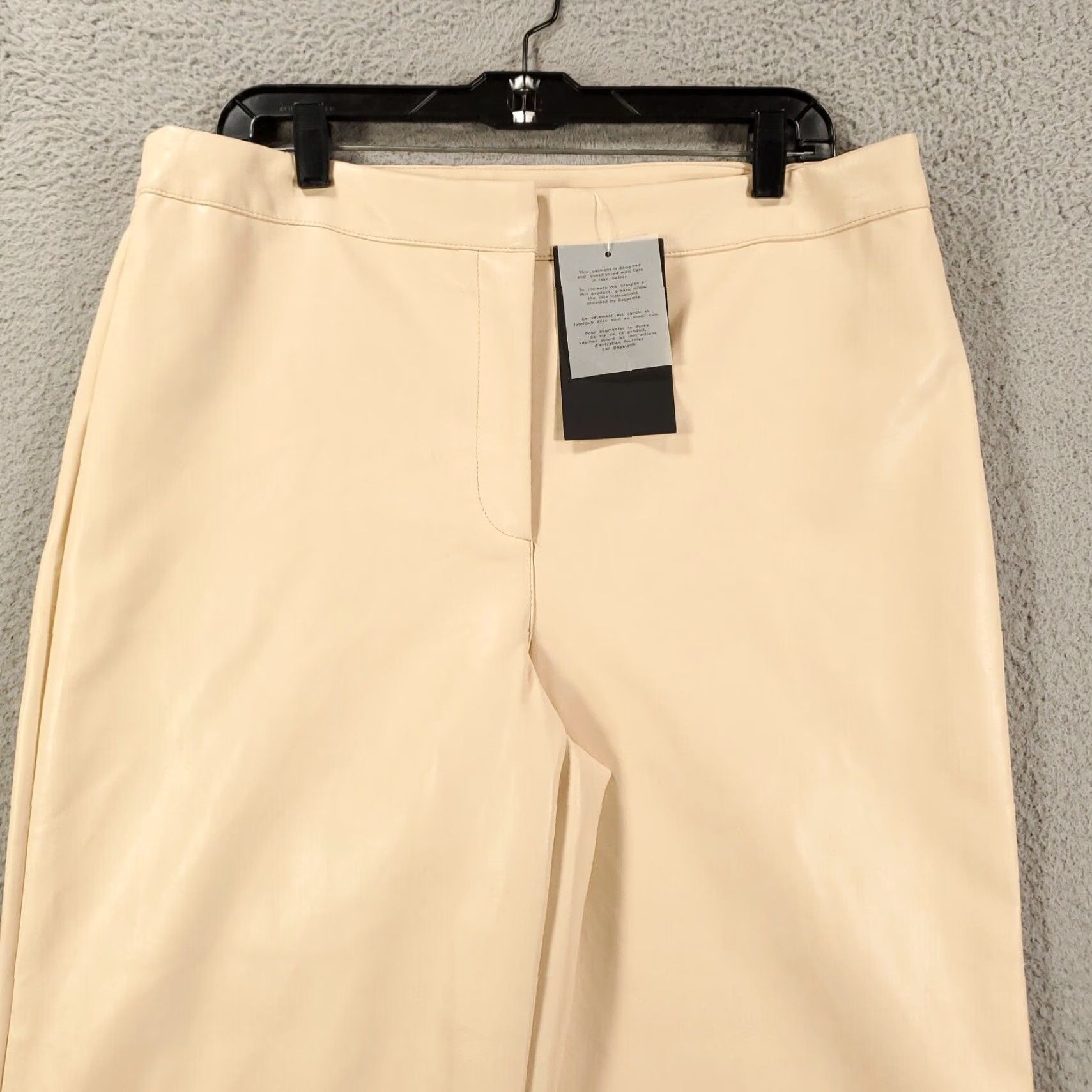 Vintage Bagatelle Brand New Womens Wide Leg Faux Leather Pants Size Large Cropped Peach Cream Beige NWT Size 36" / US 14 / IT 50 - 3 Thumbnail
