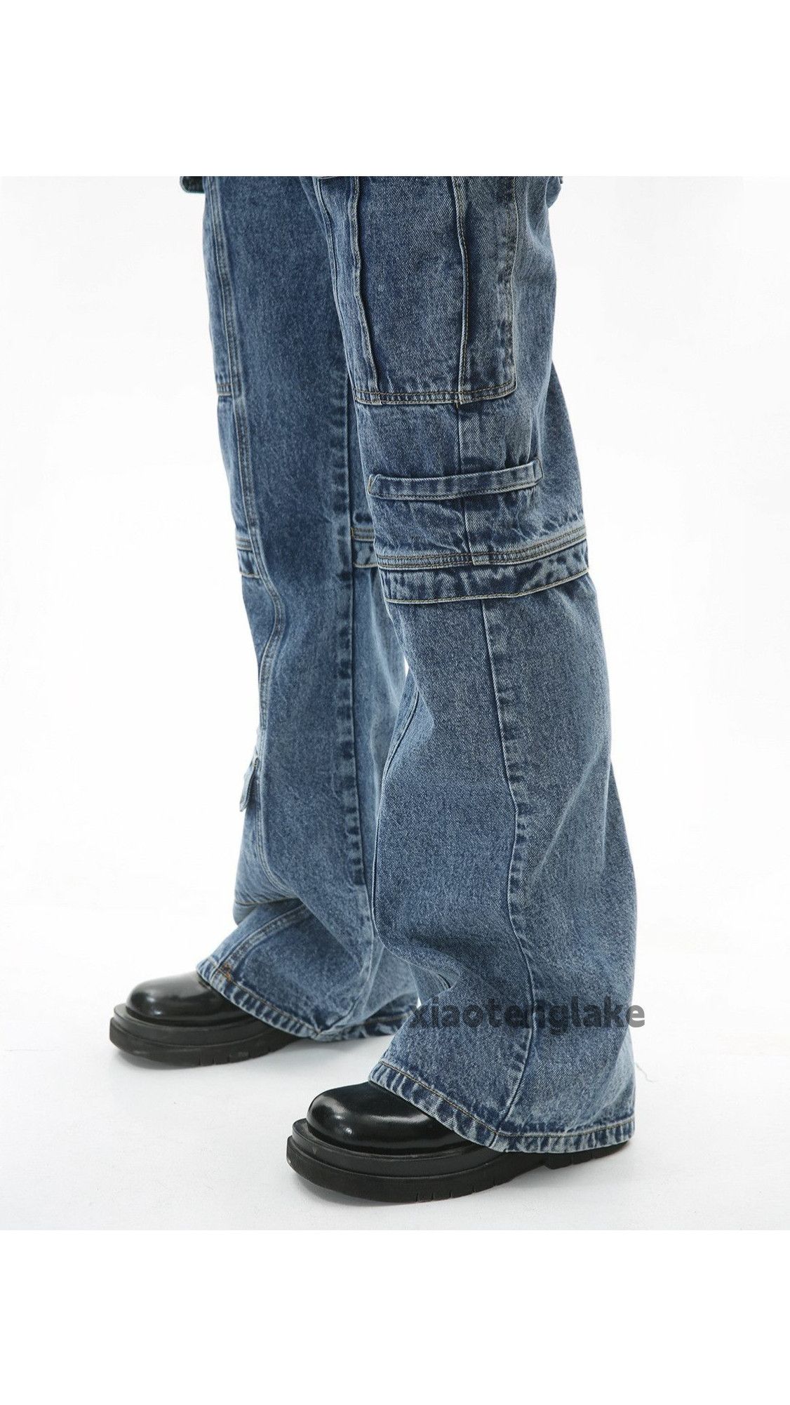 Jean × Vintage washed faded punk grunge bootcut flared cargo jeans Size US 30 / EU 46 - 4 Thumbnail