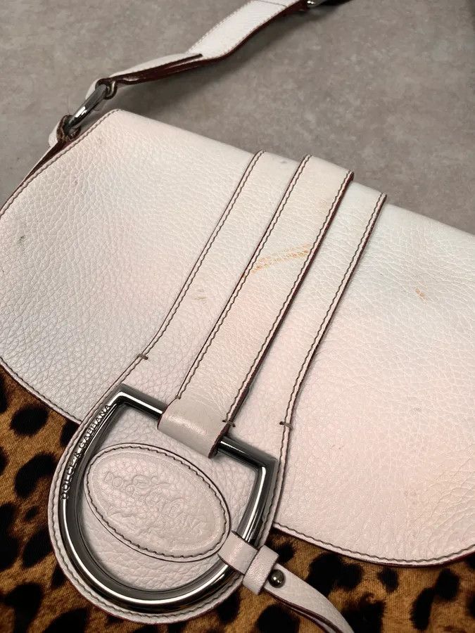 Dolce & Gabbana SS2003 Dolce & Gabbana White Leather Leopard Handle Bag Size ONE SIZE - 5 Thumbnail