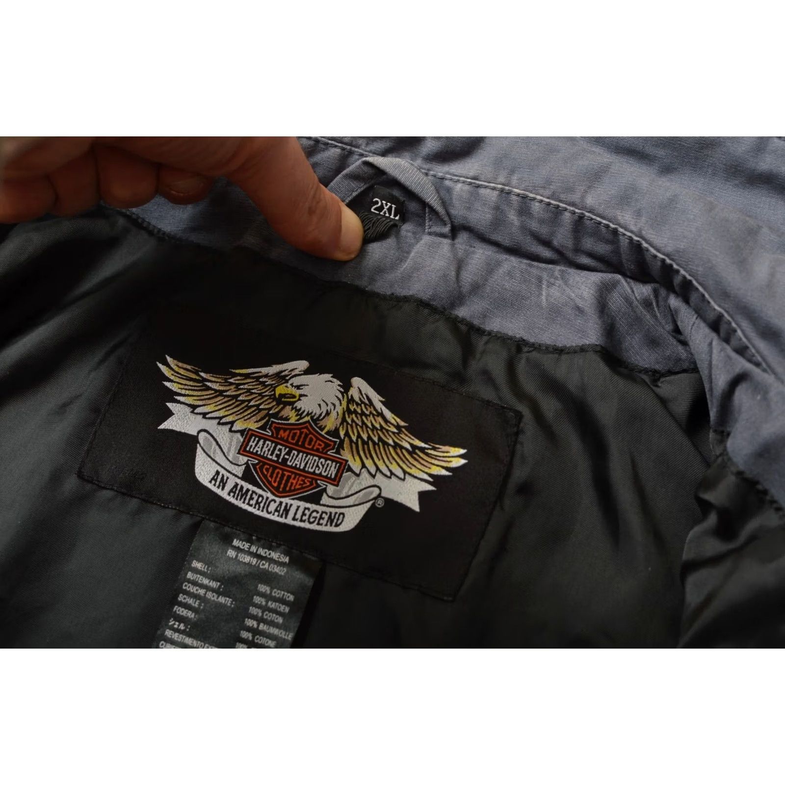 Harley Davidson Harley-Davidson Vintage Big Back Logo Jacket 2XL Blue Mens 97480-09VM XXL Cotton Back Logo Biker" Size US XXL / EU 58 / 5 - 6 Thumbnail