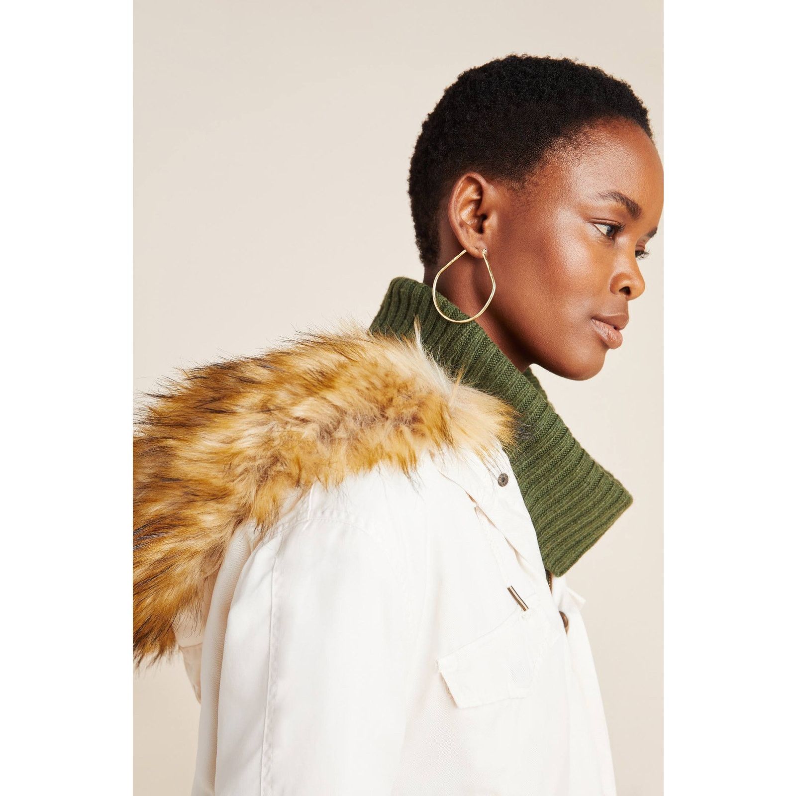 Anthropologie New On the Road Weller Faux Fur Trim Utility Jacket Size XS / US 0-2 / IT 36-38 - 3 Thumbnail