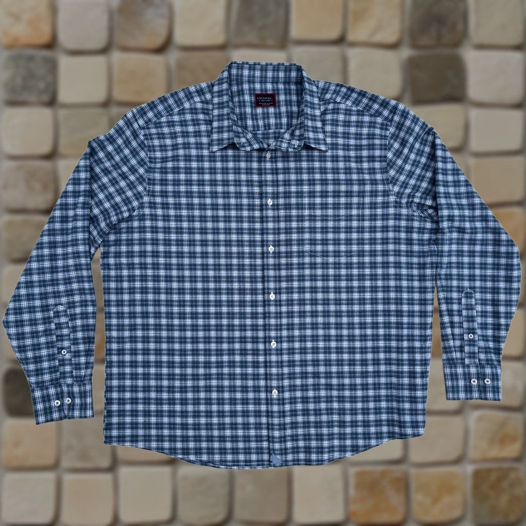 UNTUCKit UNTUCKit Dhais Button-Up Shirt Regular Fit 3XL Blue Plaid Long Sleeve Collared Shirt Mens Size US XXL / EU 58 / 5 - 1 Thumbnail