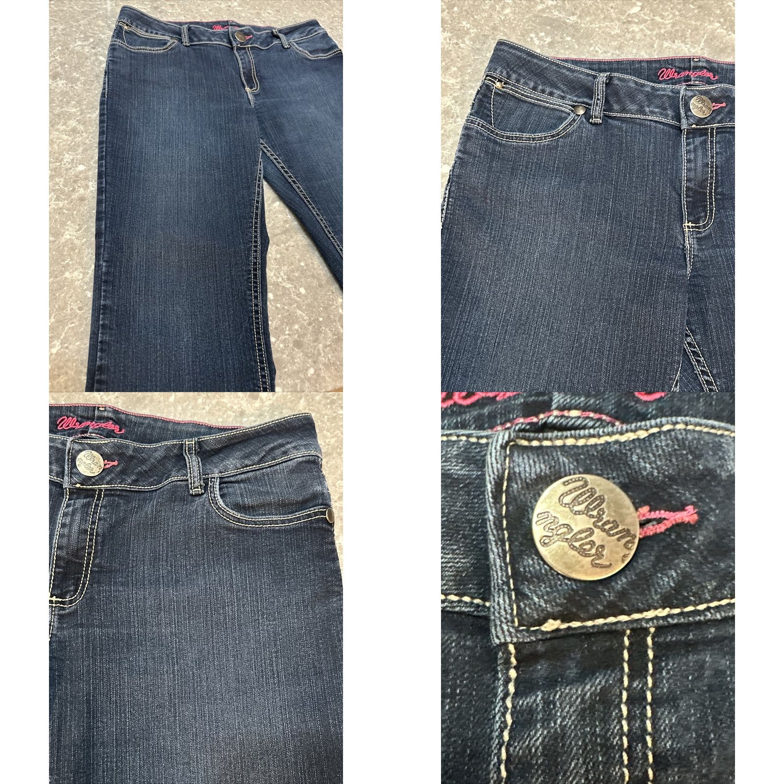 Wrangler VINTAGE Wrangler Jeans Bootcut Jeans Dark Wash 36x30.5 13/14x32 Women Mid Rise Stretch 5-Pocket Logo Cowgirl Western 80s 90s Size 34" / US 12 / IT 48 - 8 Thumbnail