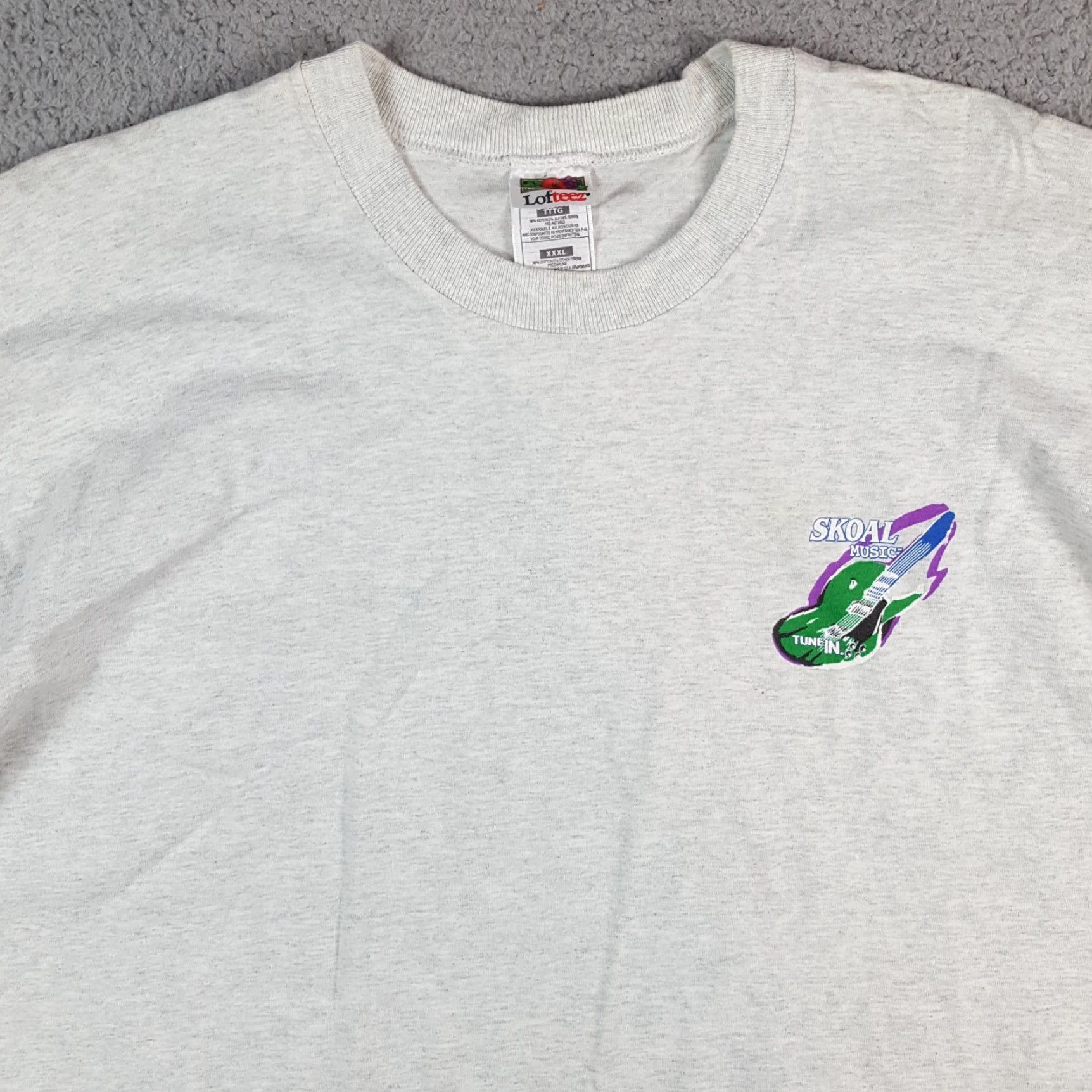 Fruit Of The Loom VINTAGE Skoal Music Tobacco Guitar 3XL Radio Promo Retro T Shirt Mens Gray Cotton Embroidered Logo | Fruit of the Loom Size US XXL / EU 58 / 5 - 3 Thumbnail