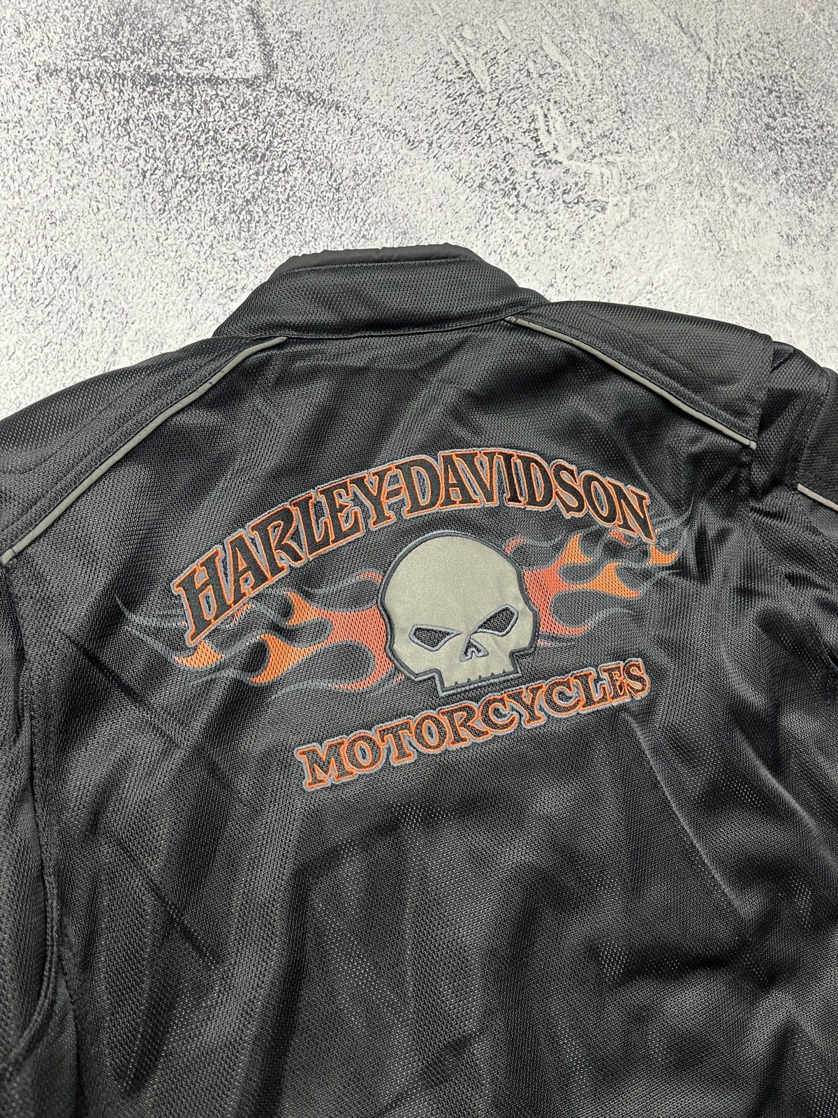 Harley Davidson Flames Harley Davidson Biker Motorcycle Jacket Big Logo Rare Size US L / EU 52-54 / 3 - 16 Thumbnail