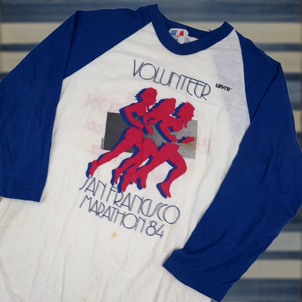 Vintage VINTAGE Levis San Francisco Marathon Volunteer Baseball Tee Shirt Mens Adult Medium White 1984 8/10 Size US M / EU 48-50 / 2 - 1 Thumbnail