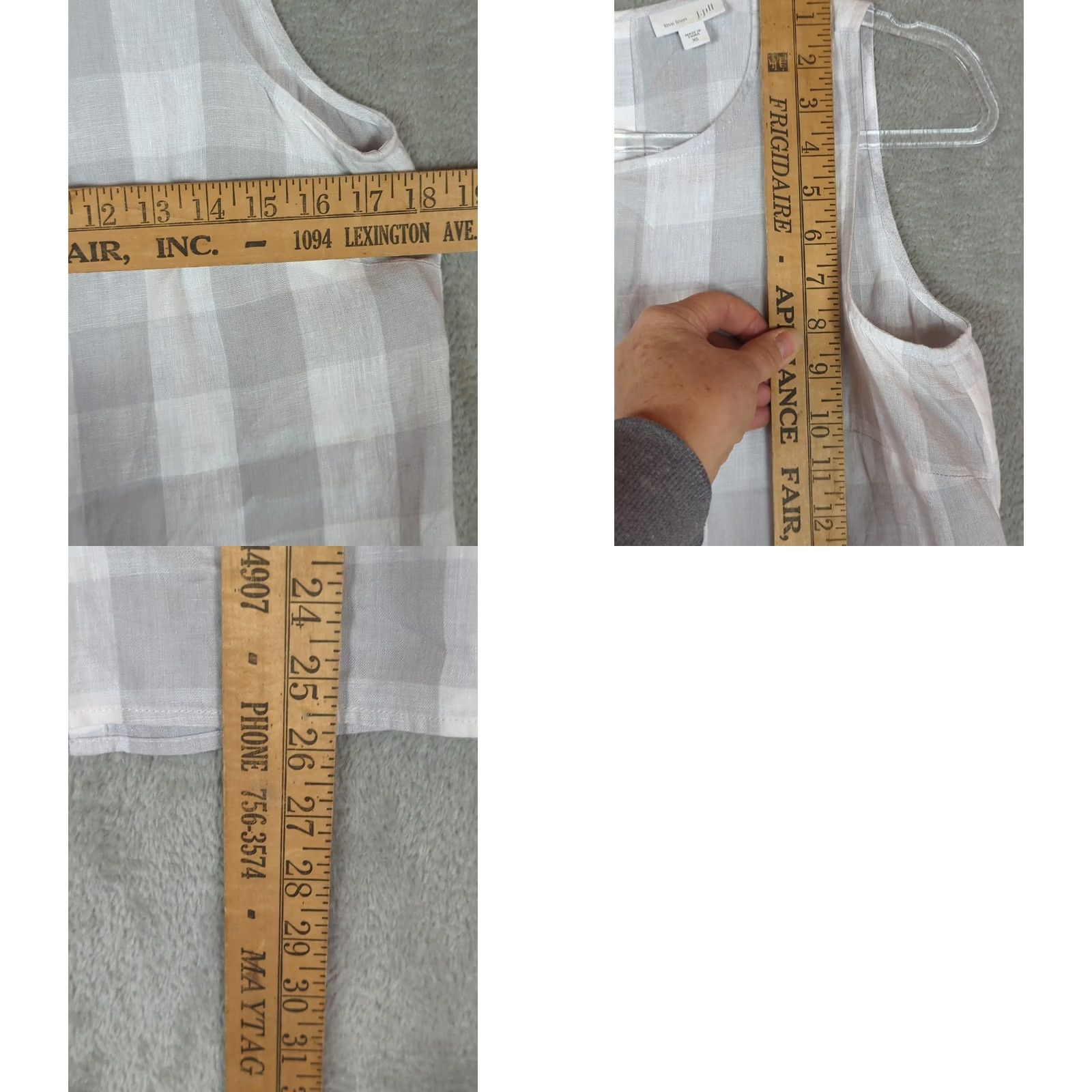 J. Jill J. JILL Love Linen Button Back Top XS Gray/White Lagenlook Beachy Cruise casual Women Size XS / US 0-2 / IT 36-38 - 8 Thumbnail
