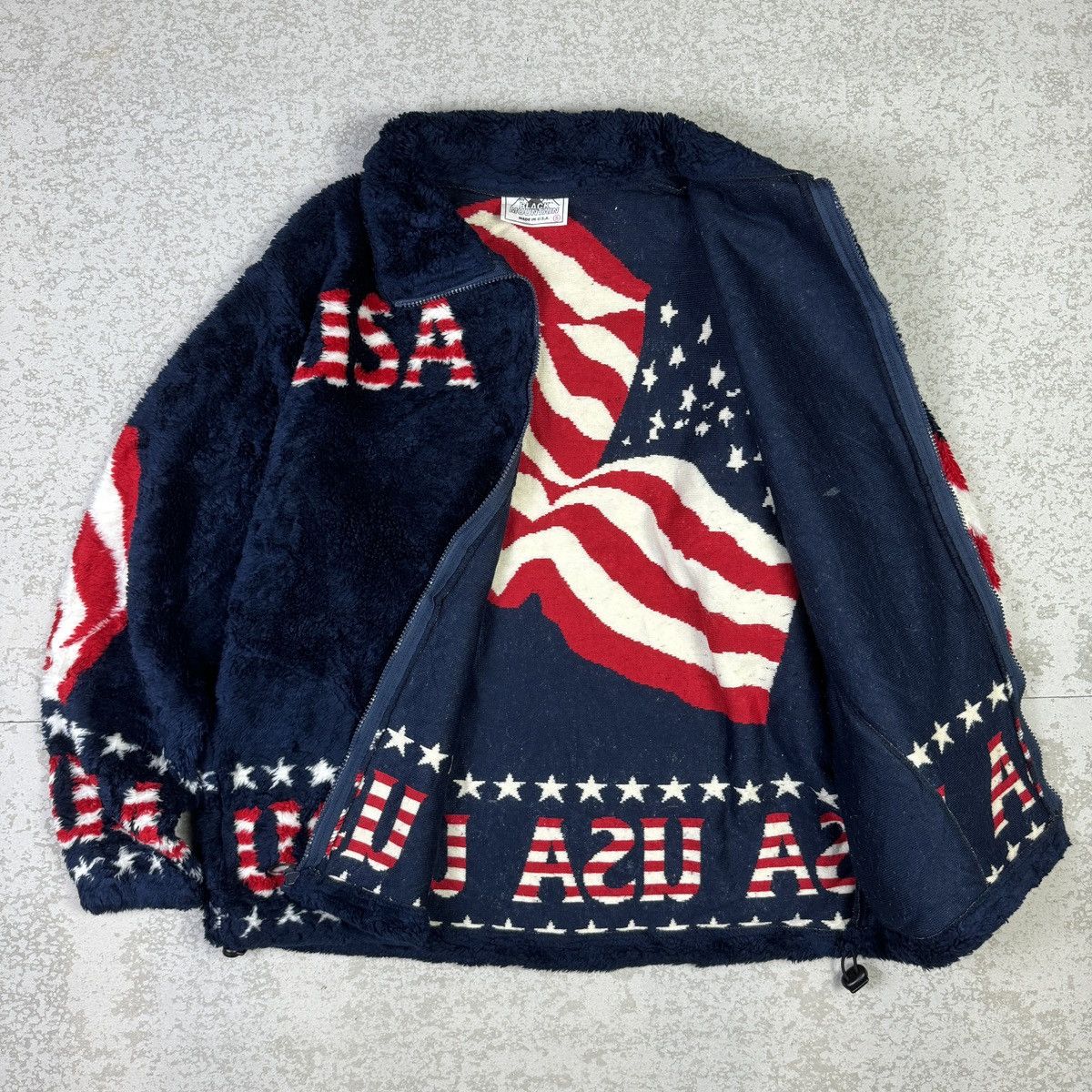 Japanese Brand 💥Black Mountain USA Flag Matted Fleece Nice Jacket Size US S / EU 44-46 / 1 - 2 Thumbnail