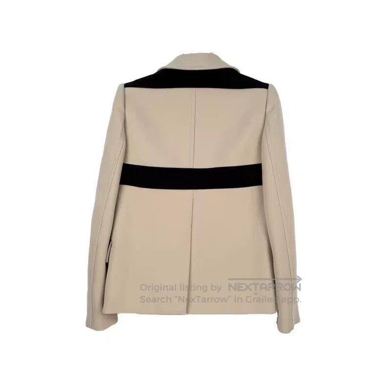 Prada Prada Beige big gold buckle sheep wool tweed coat Size S / US 4 / IT 40 - 2 Thumbnail