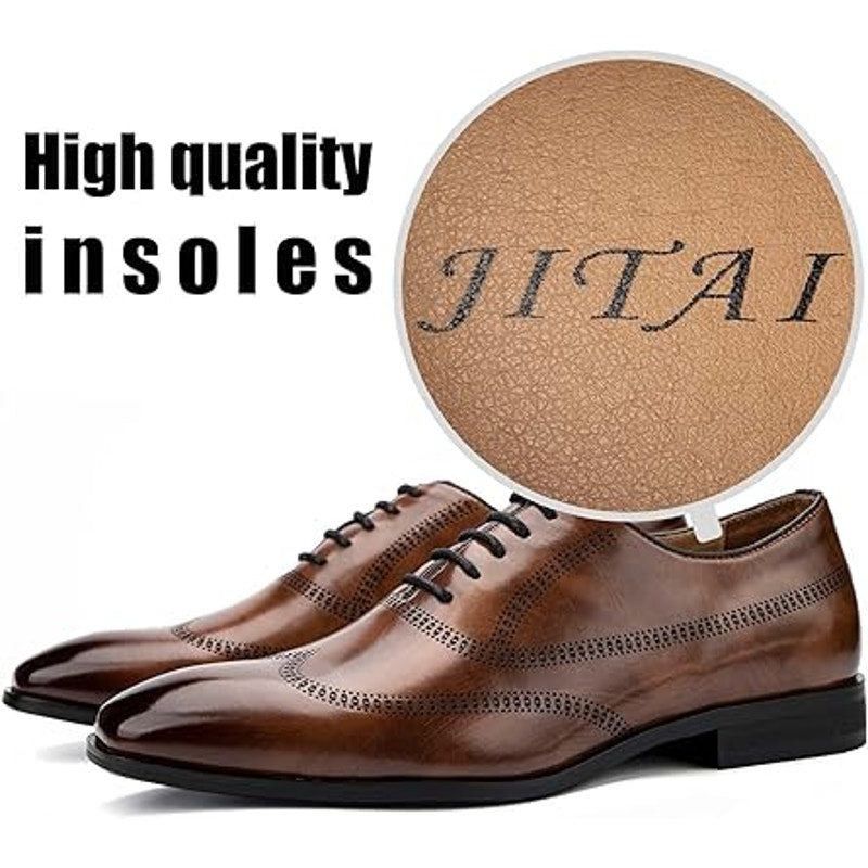 Other Jitai Men's 11 Brown Faux Leather Lace-Up Oxford Loafers Size US 11 / EU 44 - 4 Thumbnail
