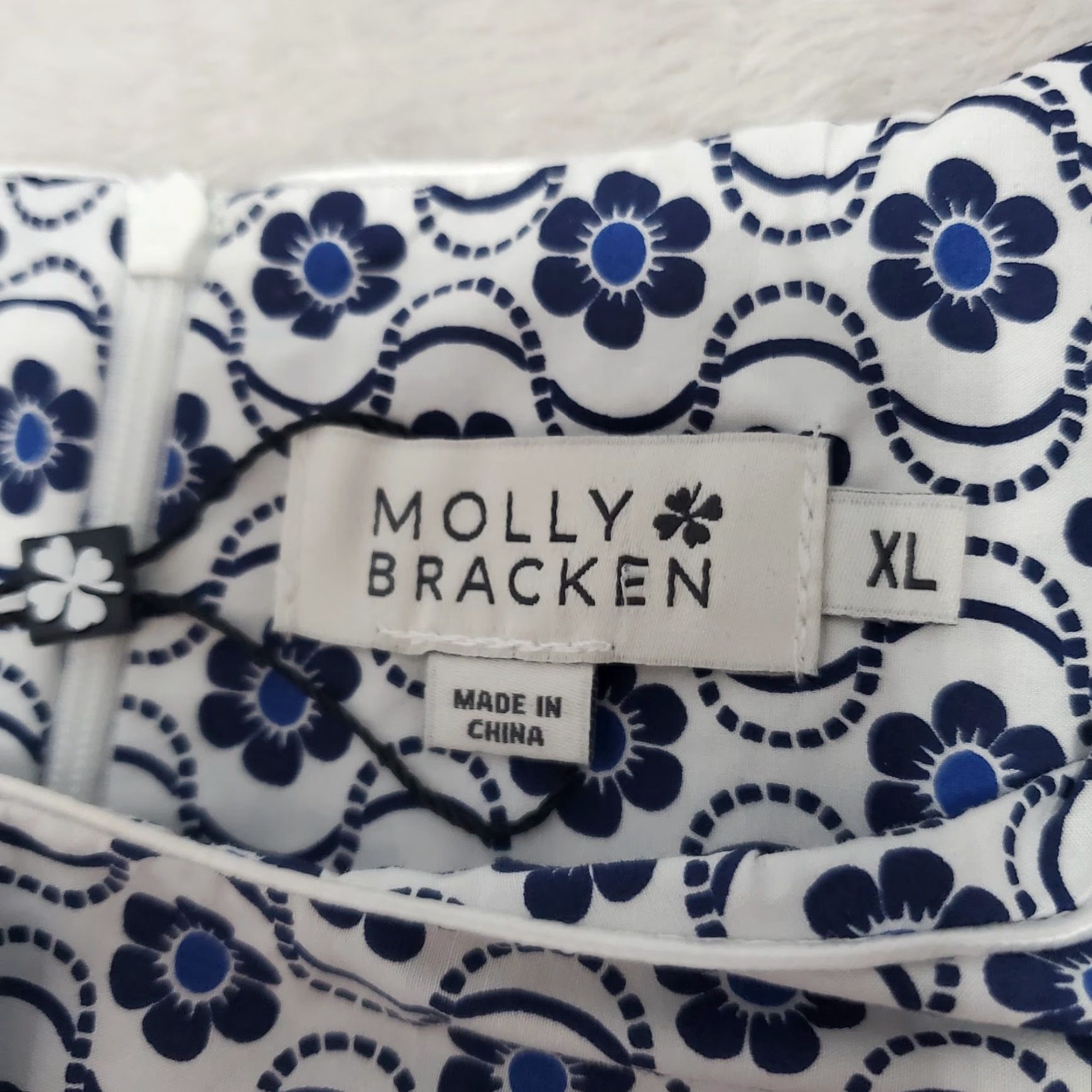 Vintage Molly Bracken Womens Dress White Blue Floral Woven Short Sleeve Casual Size XL Size 40" / US 18 - 3 Thumbnail
