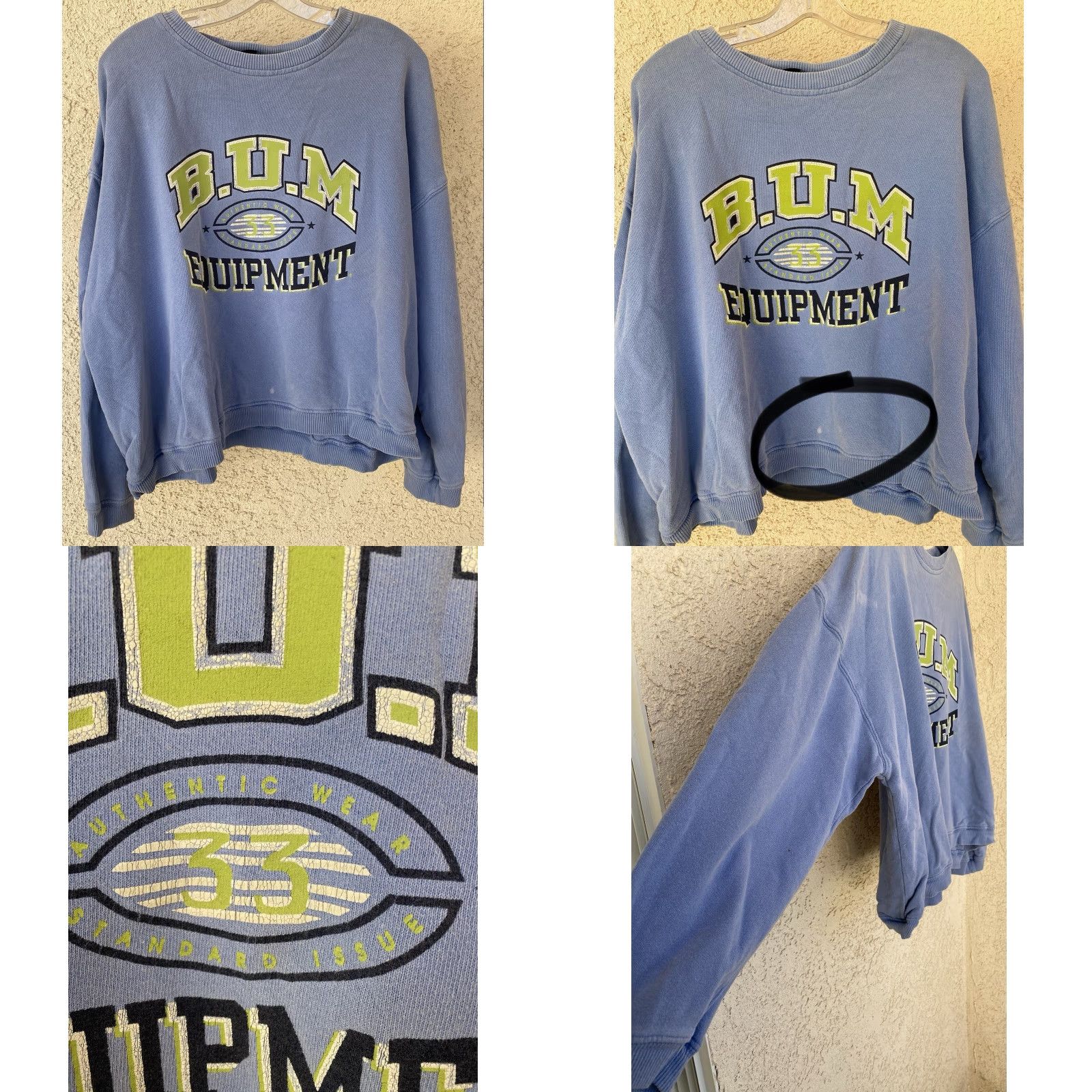Equipment VINTAGE BUM Equipment Sweatshirt L XL Periwinkle Blue 90s Crewneck Distressed Graphic Print Men Size US L / EU 52-54 / 3 - 8 Thumbnail