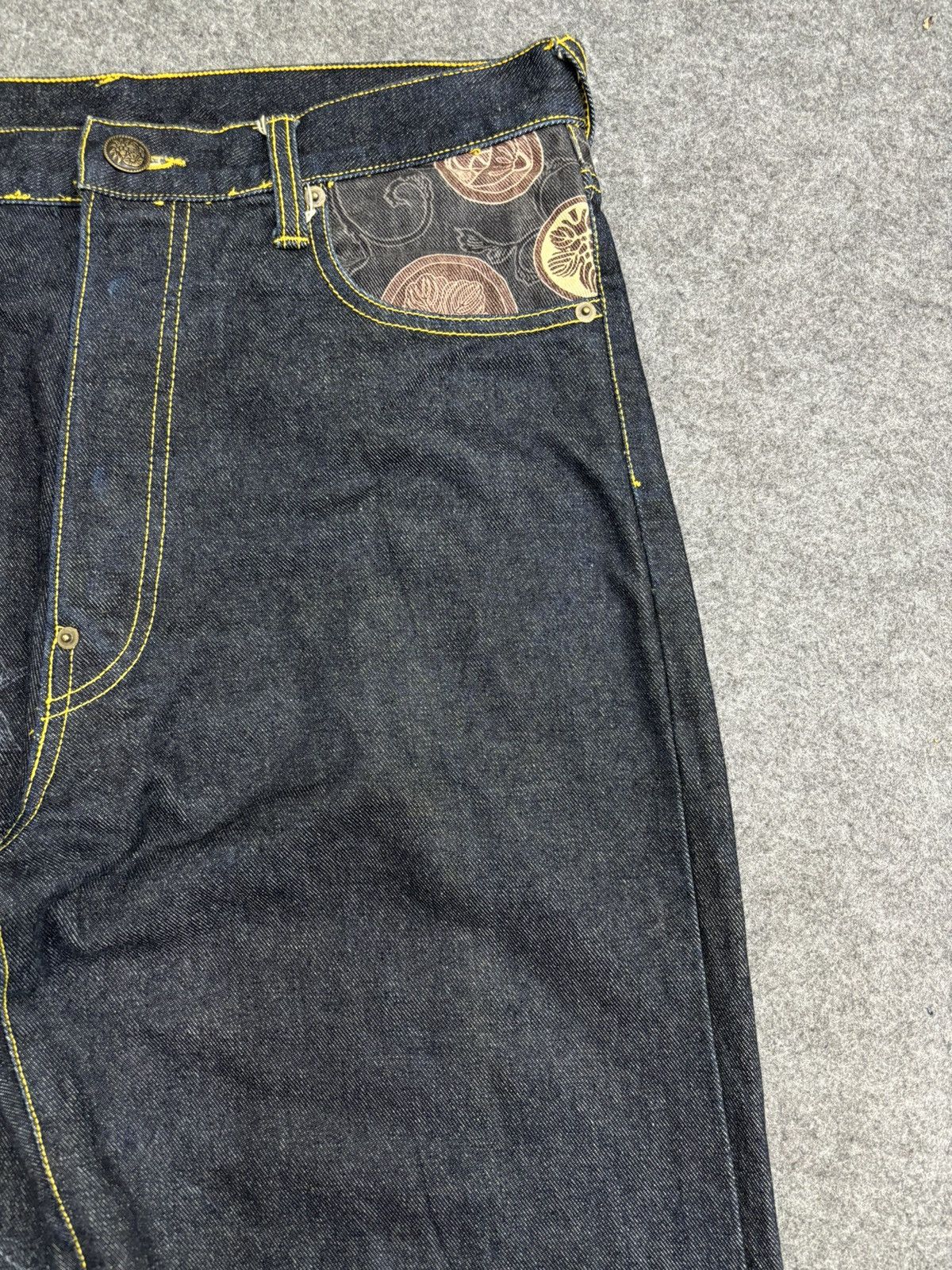 Japanese Brand 💥Baggy Embroidery💥Artisanal Japan Embroidery Denim F527 Size US 34 / EU 50 - 3 Thumbnail