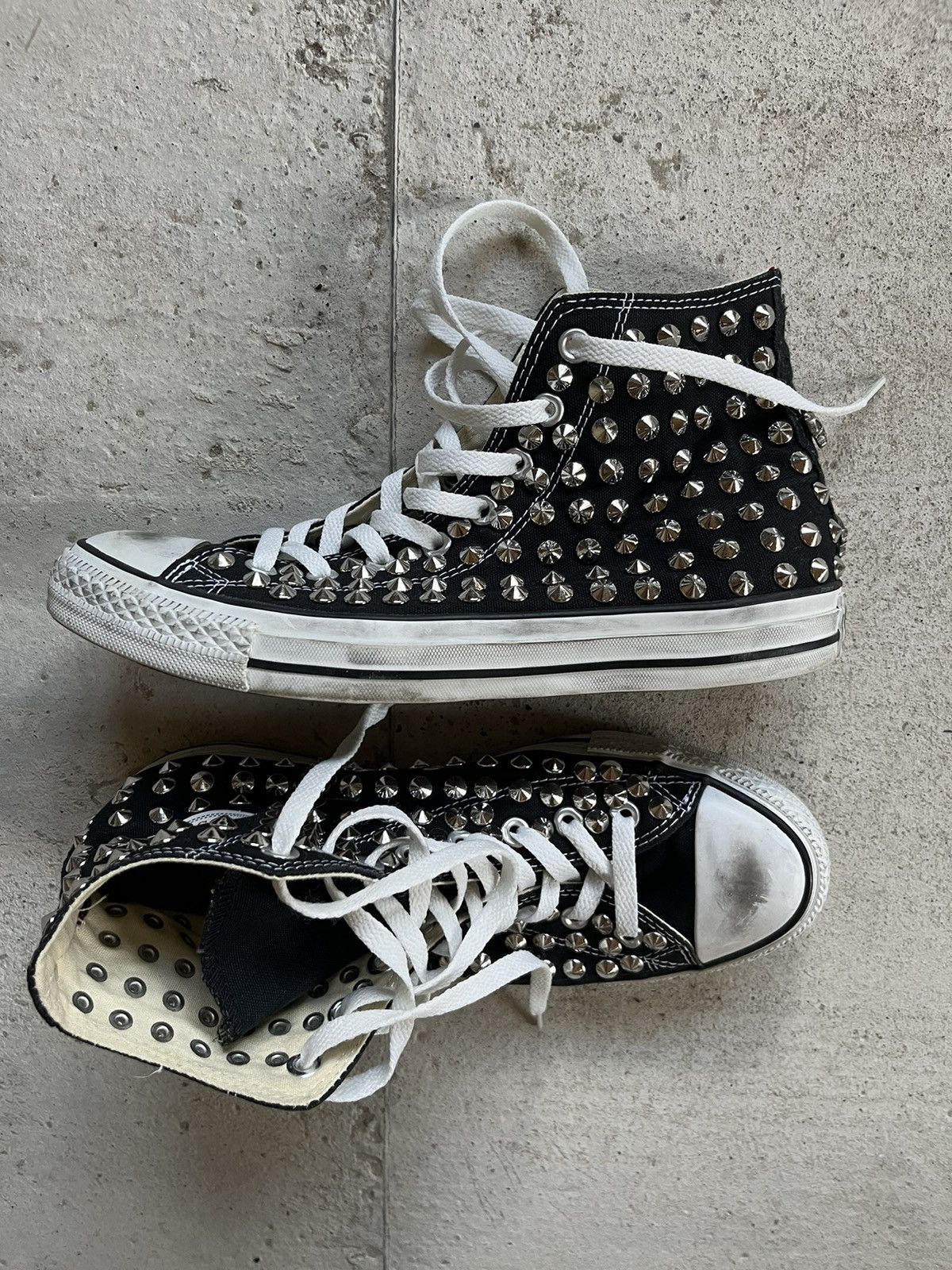 Converse Vintage Punk Studded Black Converse Chuck Taylor High Tops Grailed