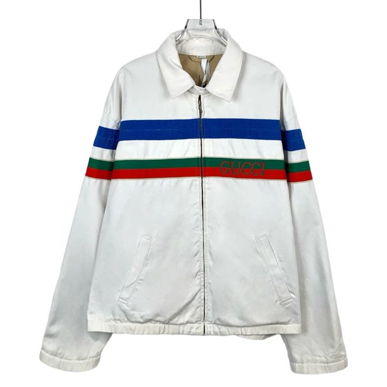 Gucci Gucci White logo striped cotton zipper jacket 2501-Nextarro Size US M / EU 48-50 / 2 - 1 Thumbnail