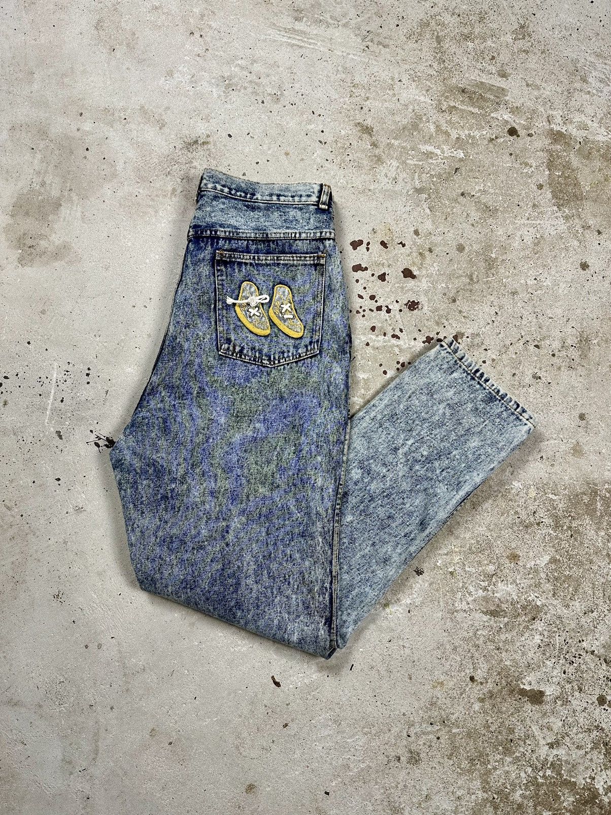 JNCO × Vintage Vintage 90s Acid Washed Blue Denim Pants Embroidery Sneakers Size US 34 / EU 50 - 1 Thumbnail